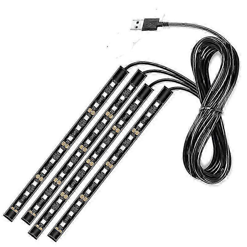 Foot Voice Activated LED Car Rhythm Light-USB One-to-Four Types-Red (One Set)