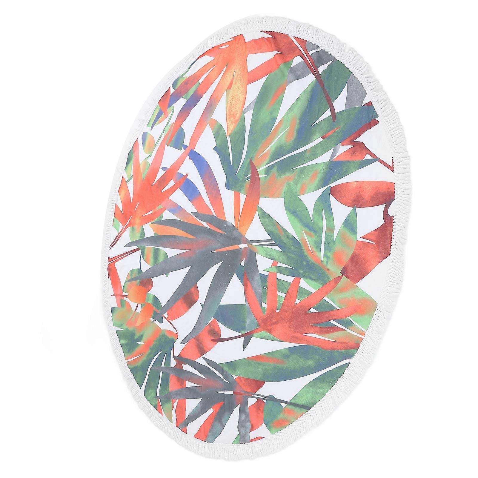 Round Beach Towel Blanket 160cm Polyester Circular Tassel Mat