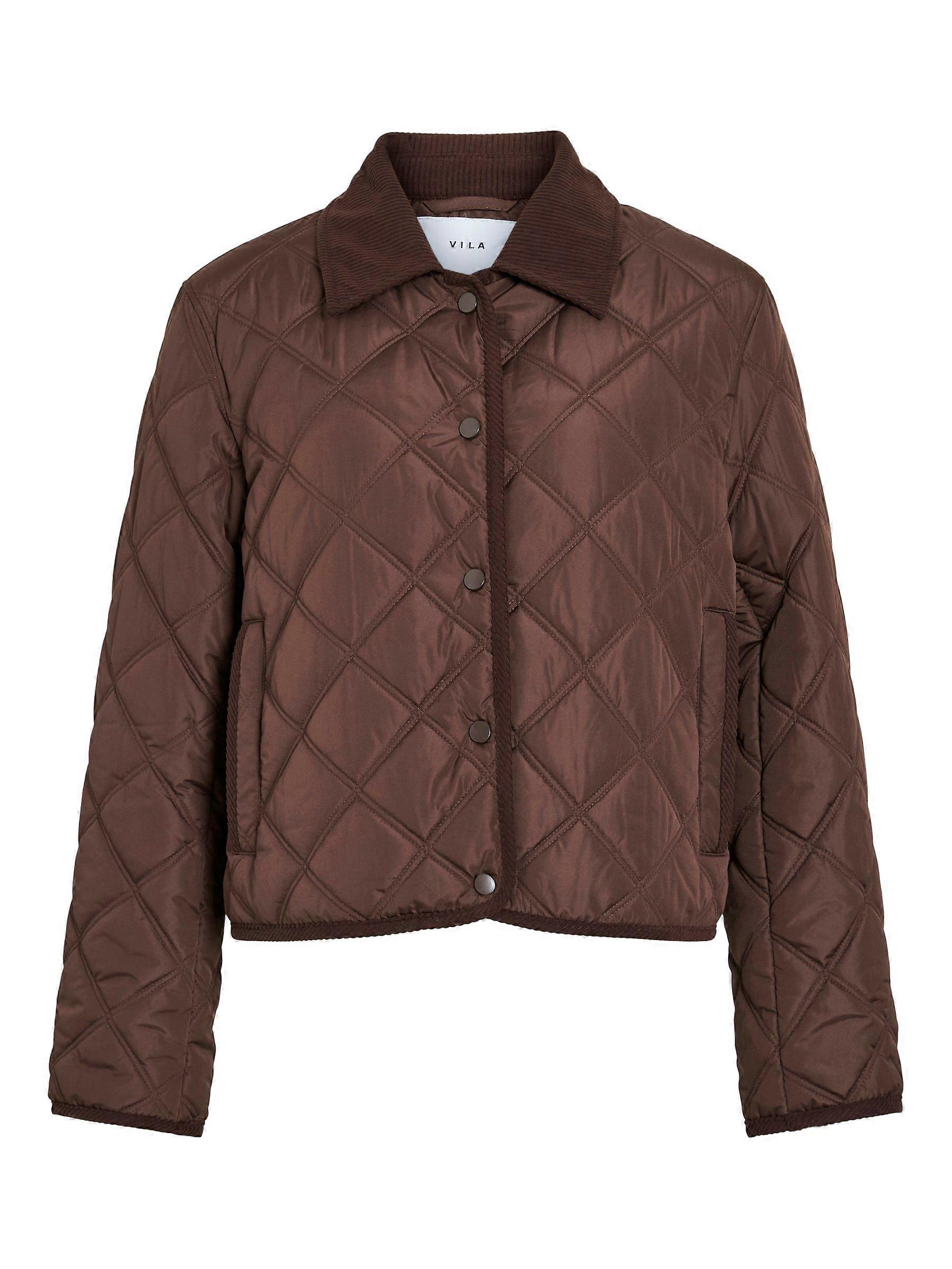 VILA Women's Puffer Jacket Stylish with Snaps and Collar in Modern Design