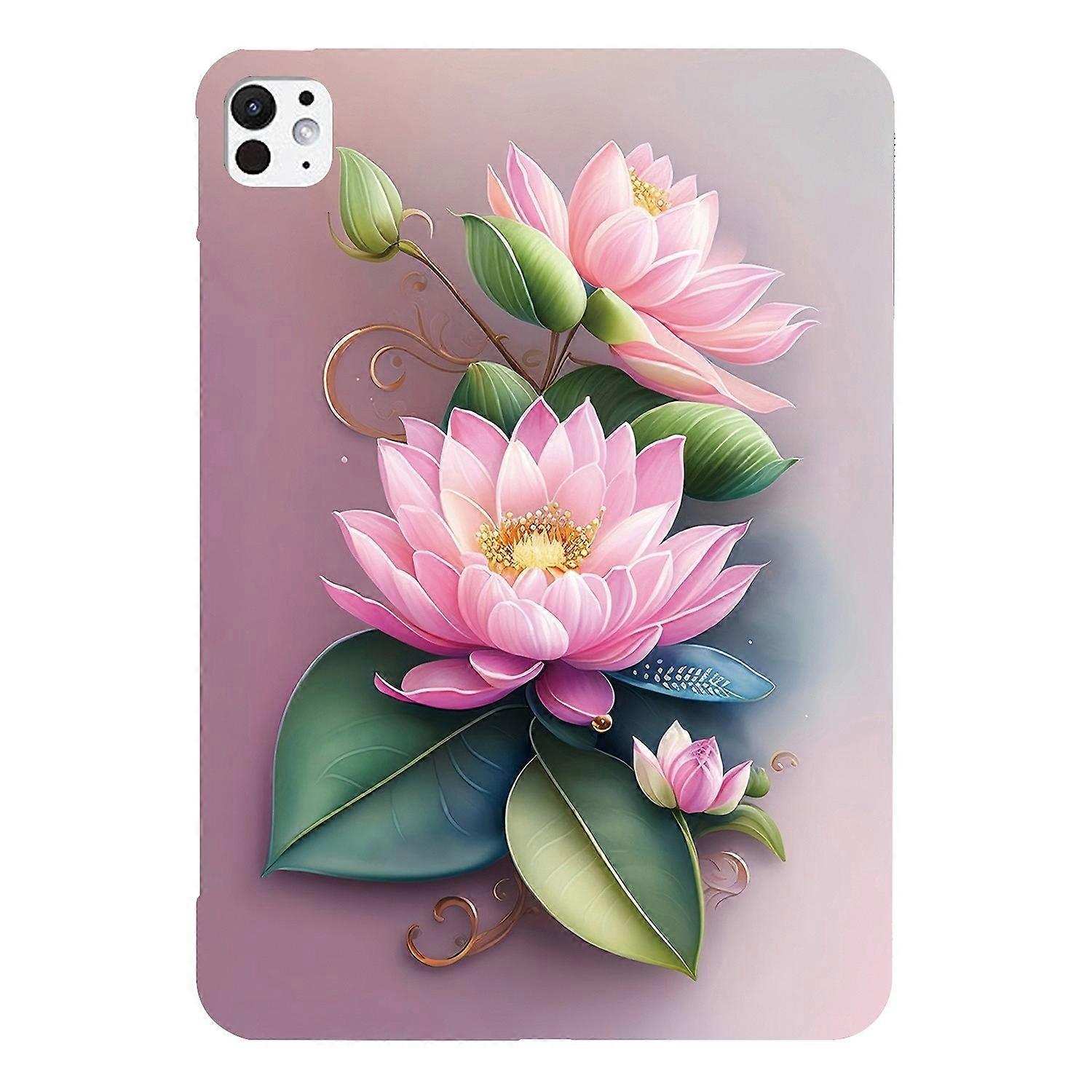 For iPad Pro 13 (2024) Case Pattern Printing Slim Soft TPU Tablet Cover - Lotus