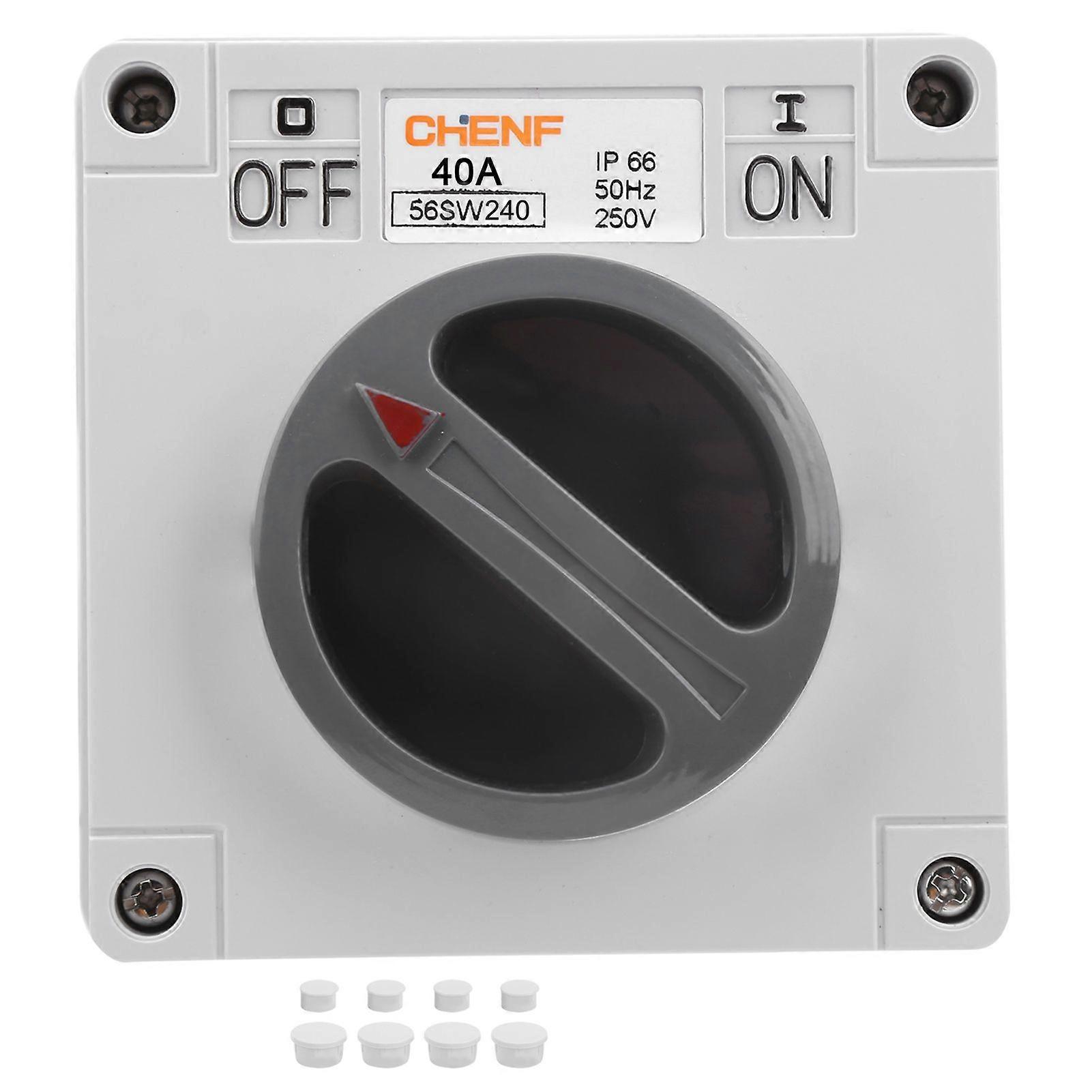 Waterproof, dustproof outdoor socket with on/off rotary knobs and indicators, 250V (2P40A)
