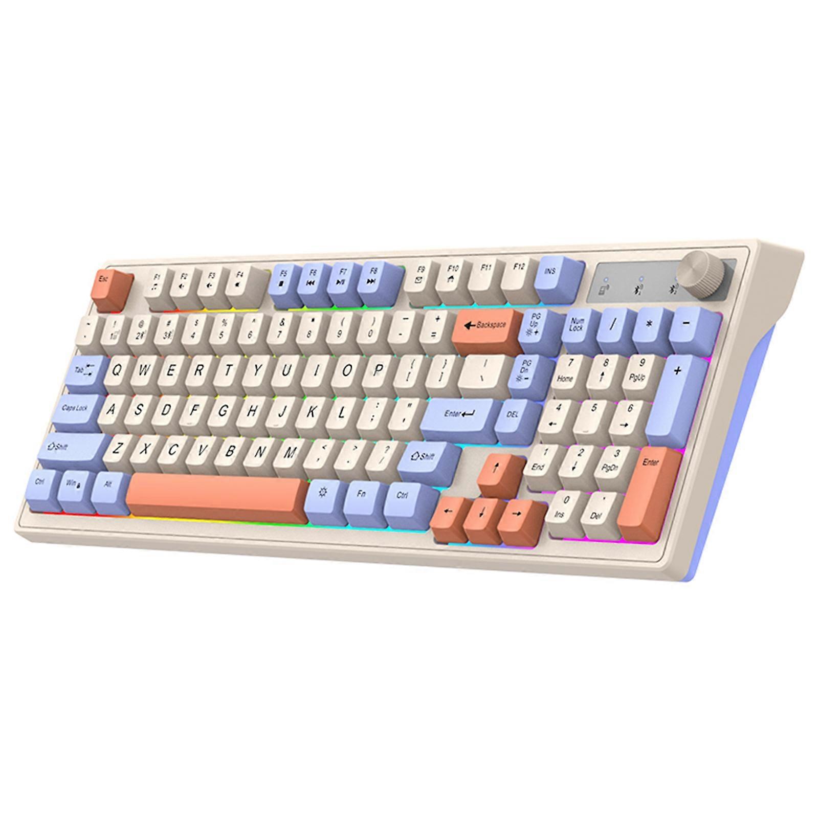 K98 2.4G Wireless Mechanical Keyboard 98 Keys Backlit Rechargeable with Volume Control