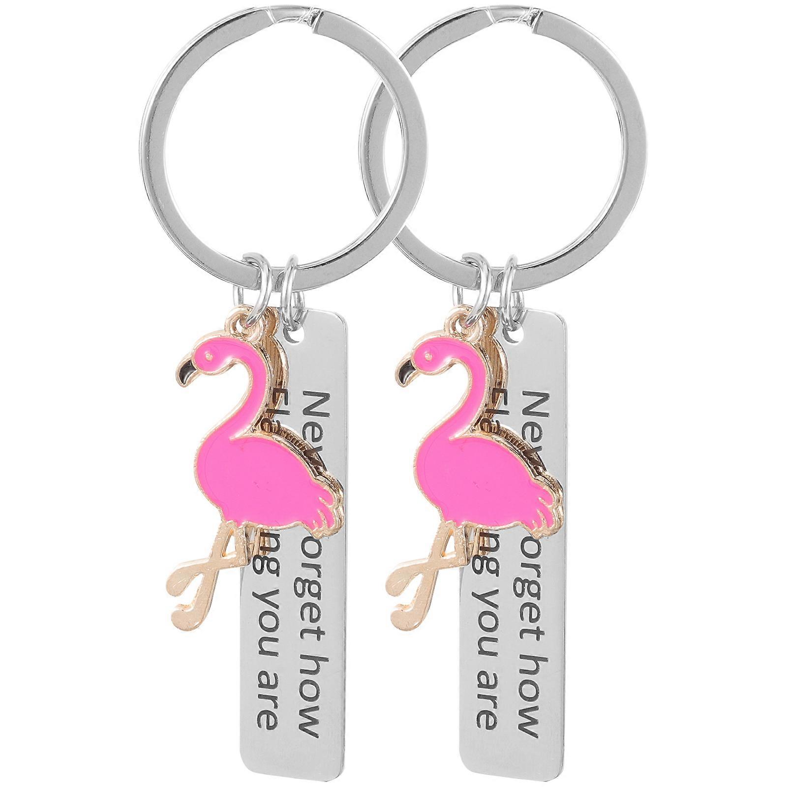 Flamingo Key Chain Hanging Pendants for Decor 4Pcs Rosy Set