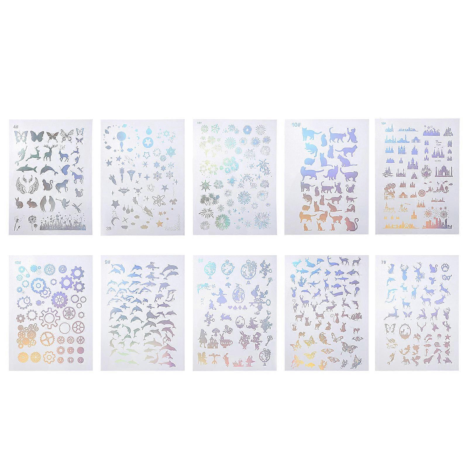 Waterproof Crystal Epoxy Sticker for Decoration 10 Sheets Delicate Crafts