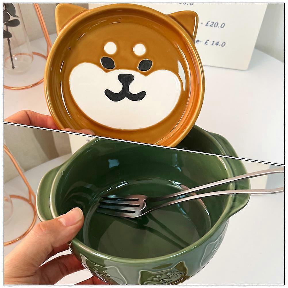 Japanese Ramen Bowl Large Capacity Instant Noodle Bowl Round Ceramic Bowl Assorted Color Microwavable 1Set