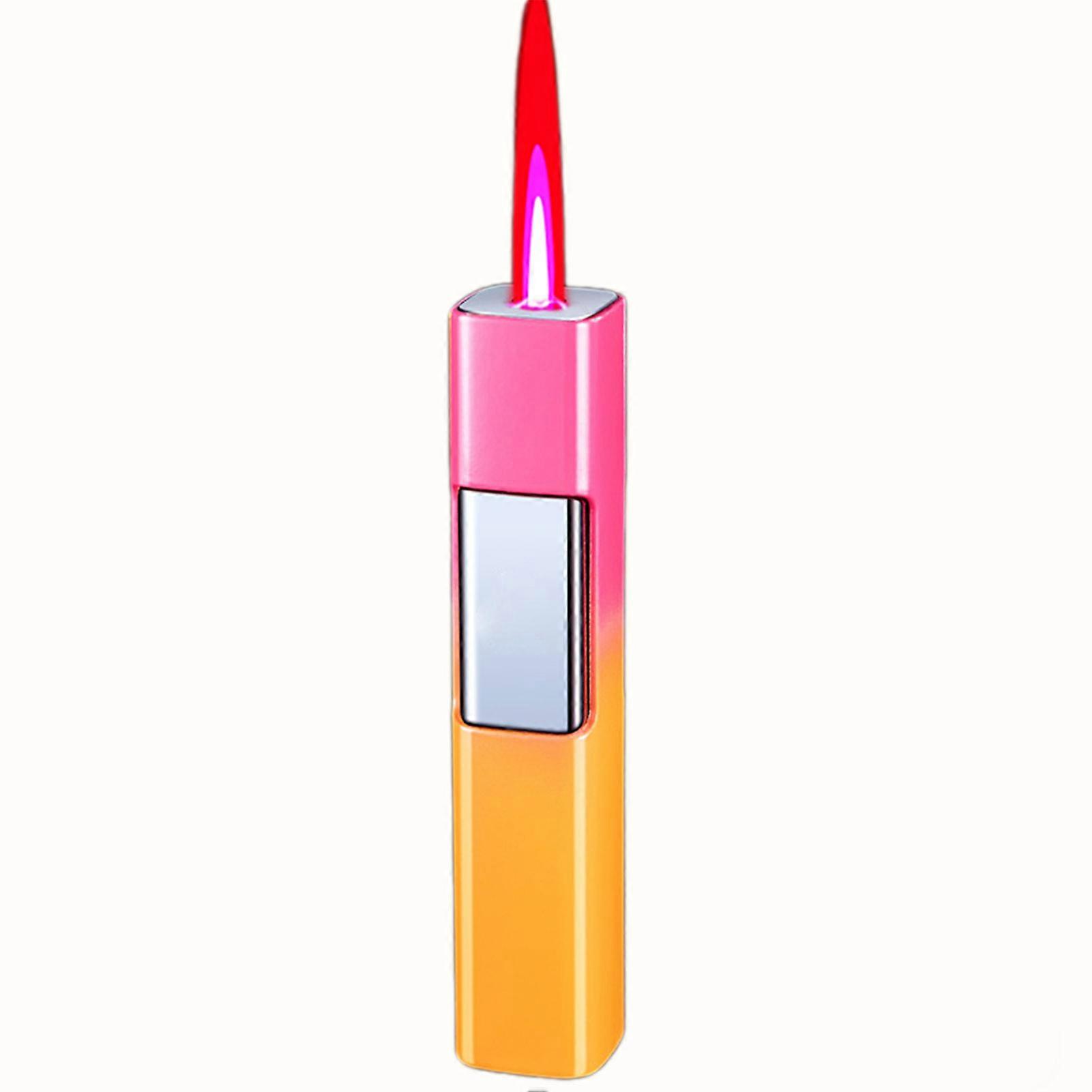 Windproof Refillable Butane Lighter Pink Gradient Gradient Cartoon Design for Outdoor-Adventure