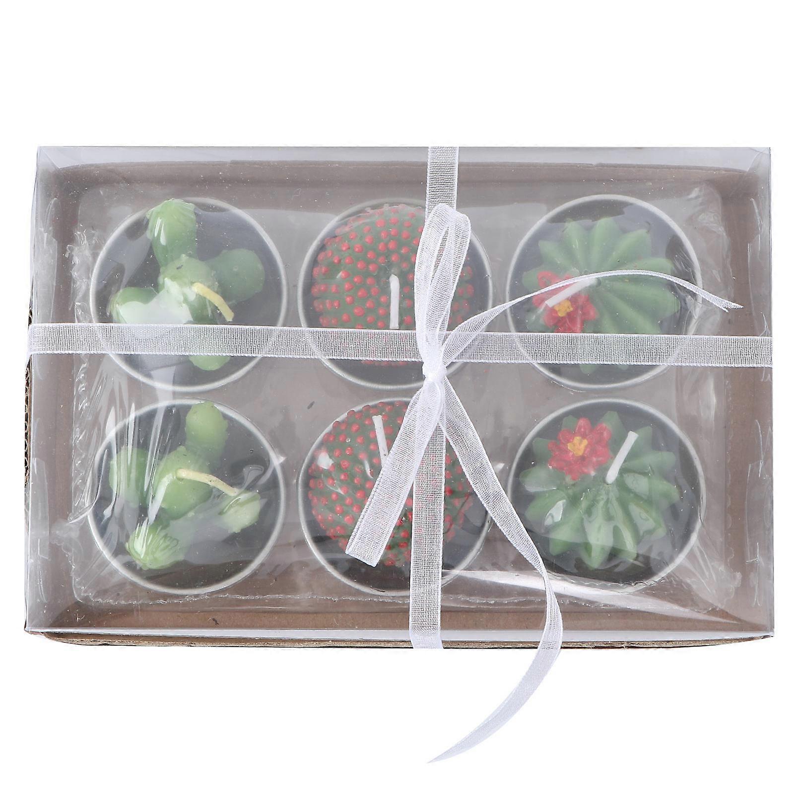 Smokeless Candles Decor Succulent Cactus Candle for Decor 6Pcs Set