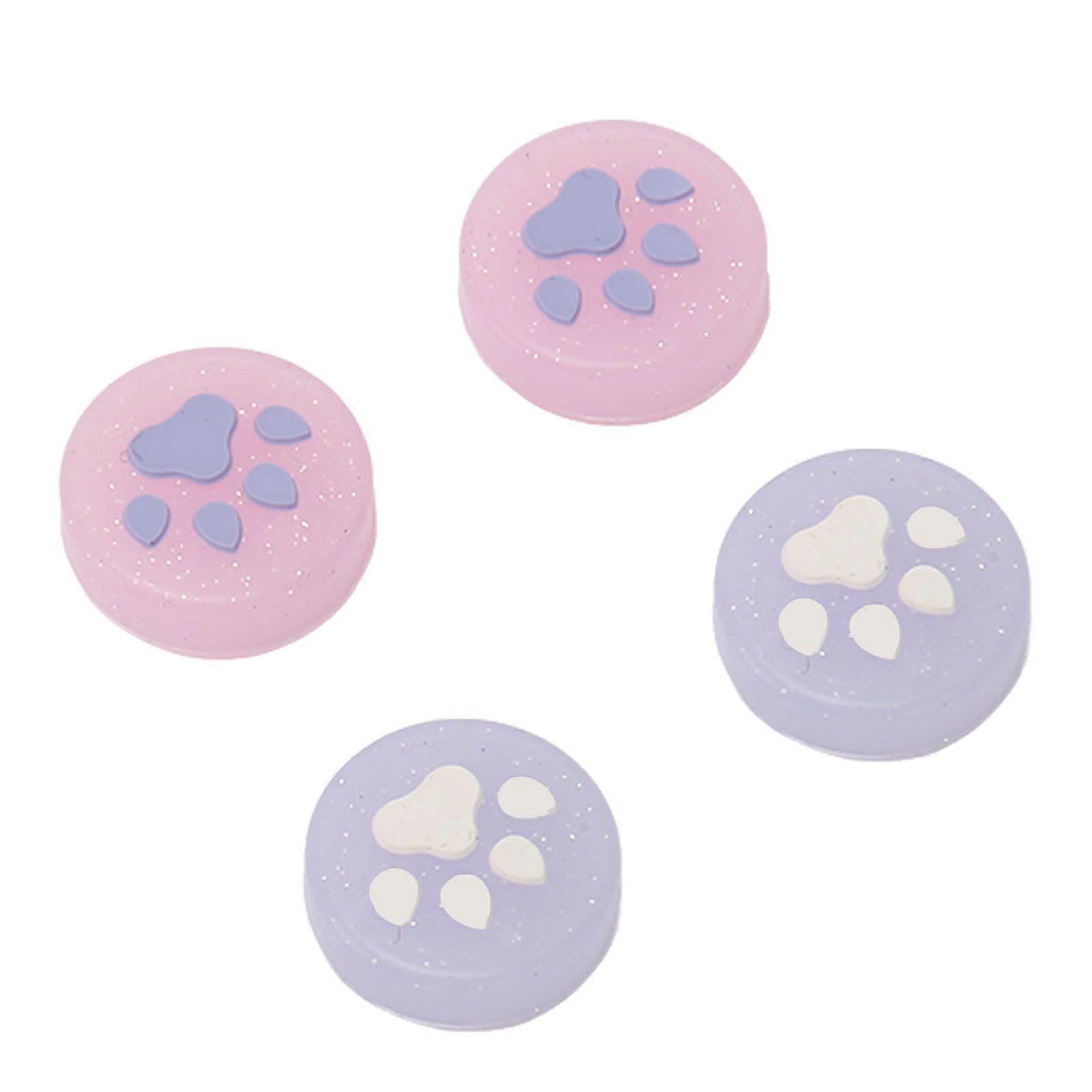 Joystick Cover Prevent Slip Glittering Cute Cat Paw Shape Silicone Thumb Grip Cover for Switch for Switch Lite