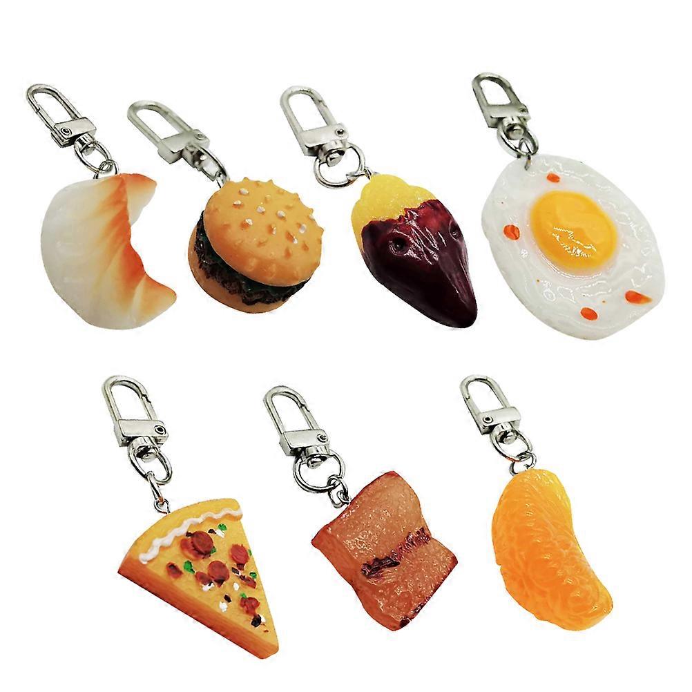Assorted Color Simulated Food Keychain Pendant for Decoration 7Pcs Bundle