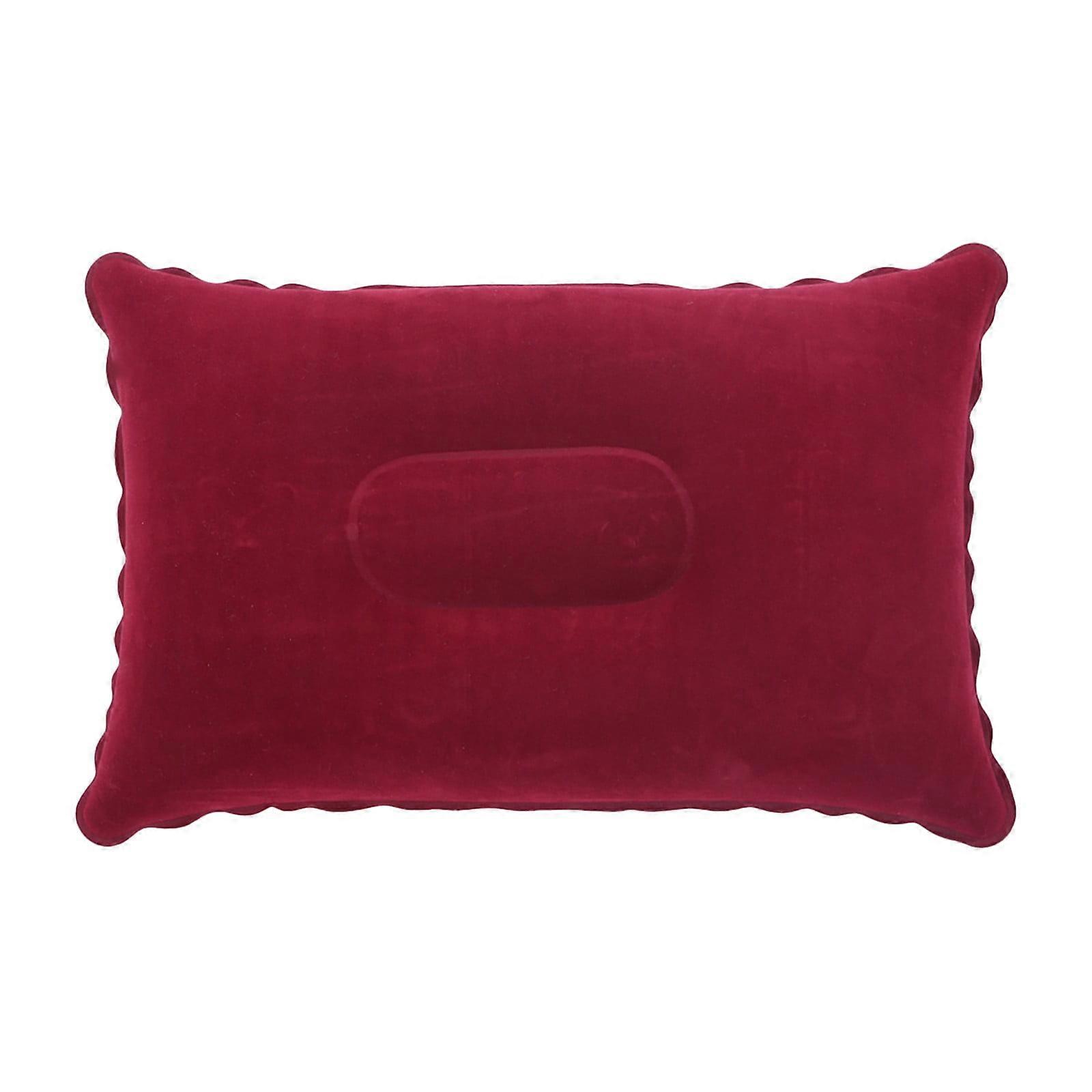 Square Portable Folding Air Inflatable Pillow Double Sided Flocking Cushion Linen Pillowcase