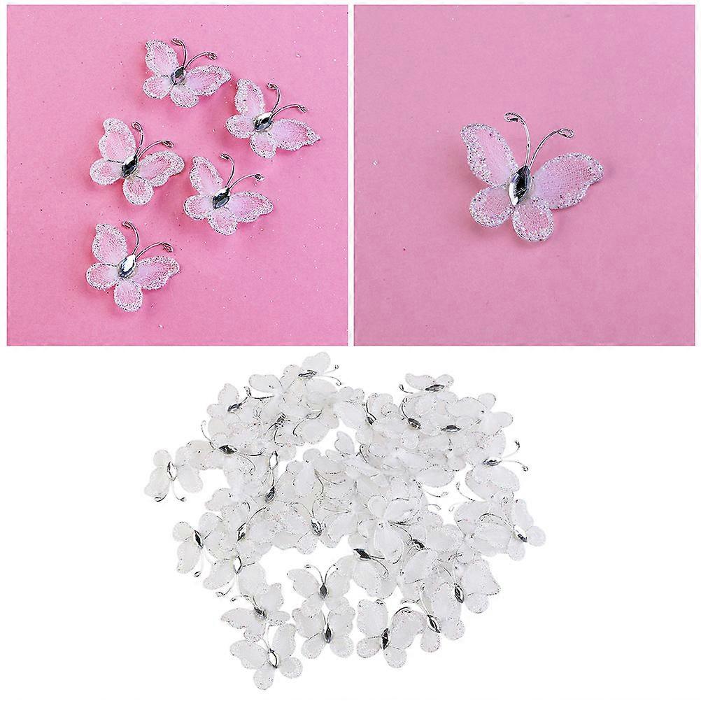 White Mesh Applique Butterfly Craft Decoration for DIY Party 200Pcs