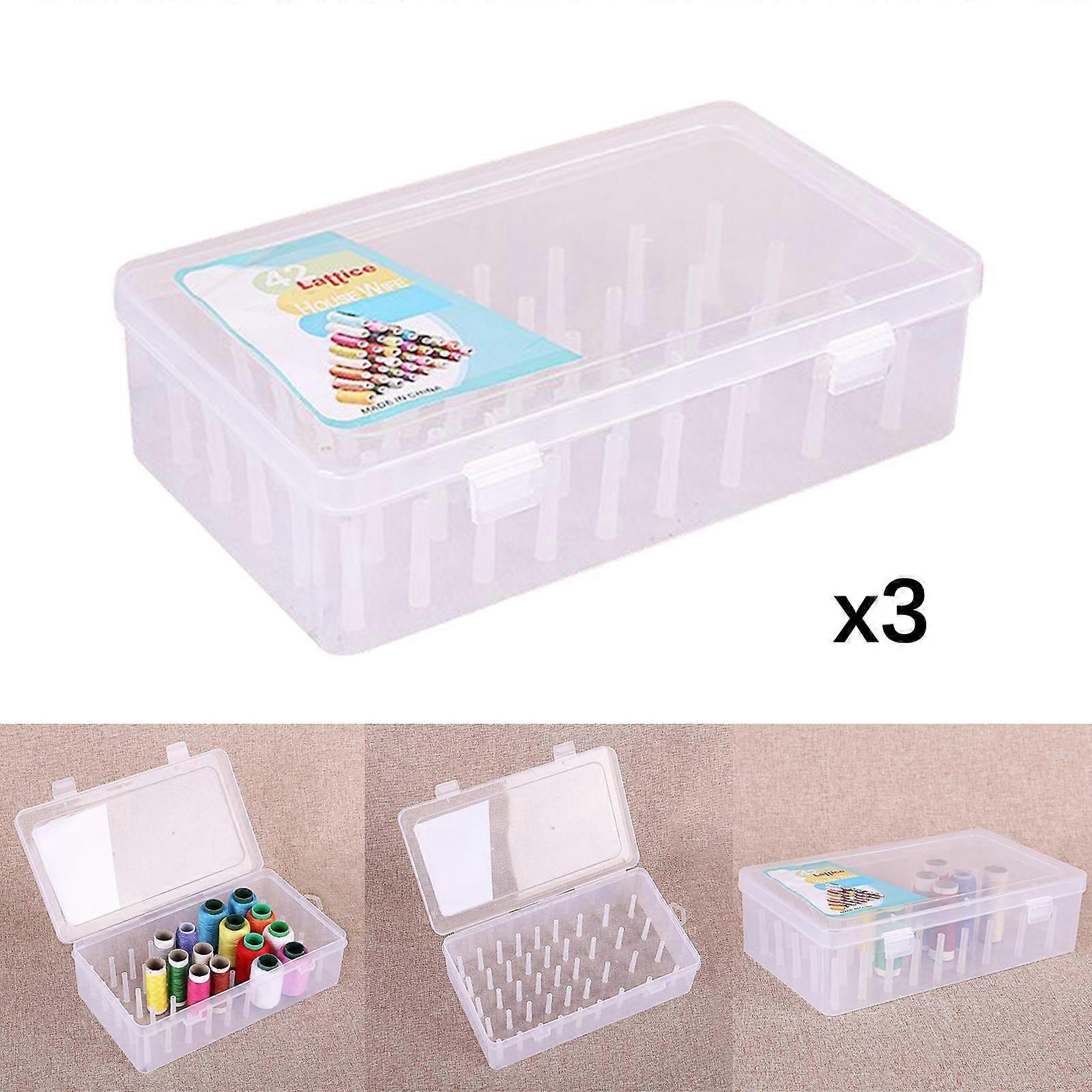 3 Pack 42 Slots Large Capacity Sewing Thread Holders for Spools of Thread, Empty Thread Storage Box, Sewing Yarn Spools Containers Storage Case