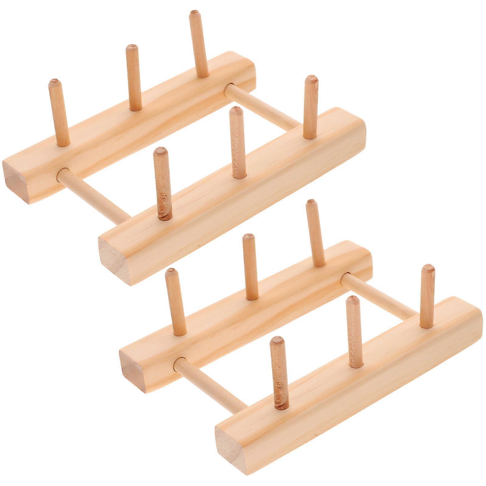 Sewing Yarn Dispenser For Crocheting And Embroidery Projects With Rectangular Shape 14.2X9.6Cm Dimension In Durable Wood 2Pcs