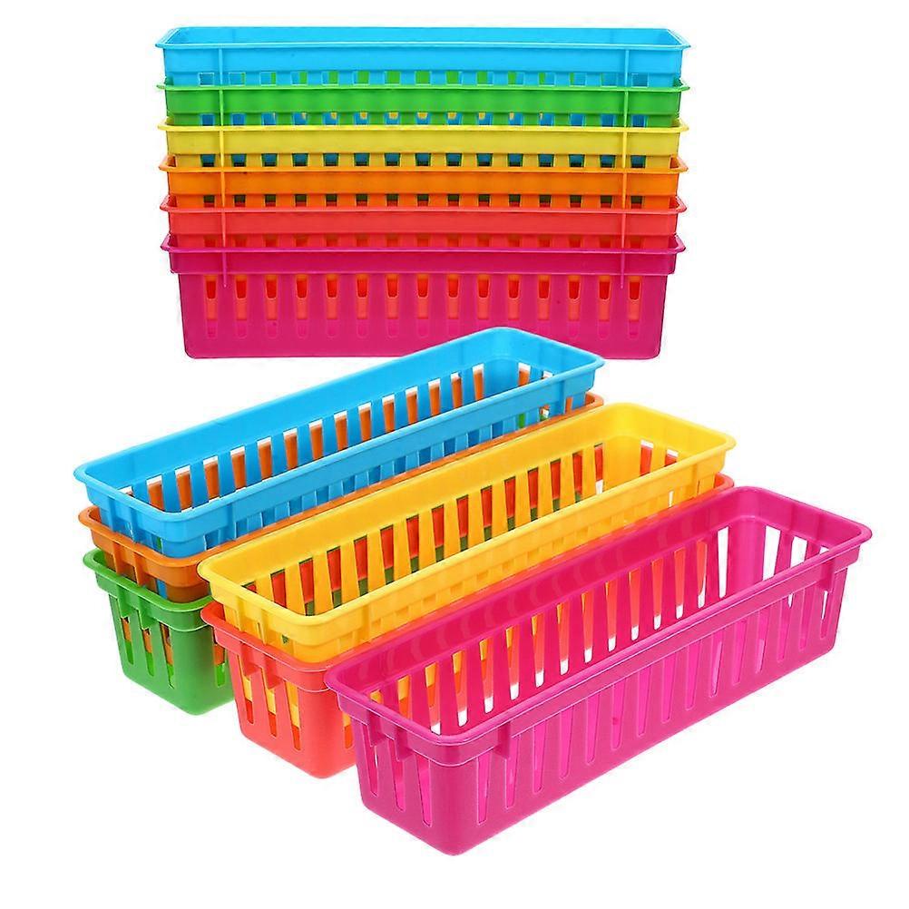 Stackable Storage Baskets For Kids Stationery Holding In Assorted Color Long Shape 24 Pcs