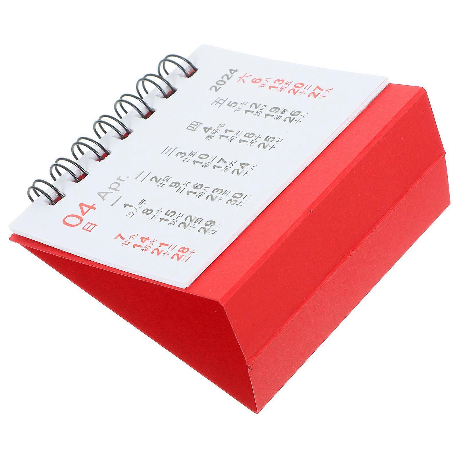 2024 Desk Calendar 3Pcs Mini Calendar for Decor Red Paper Tabletop