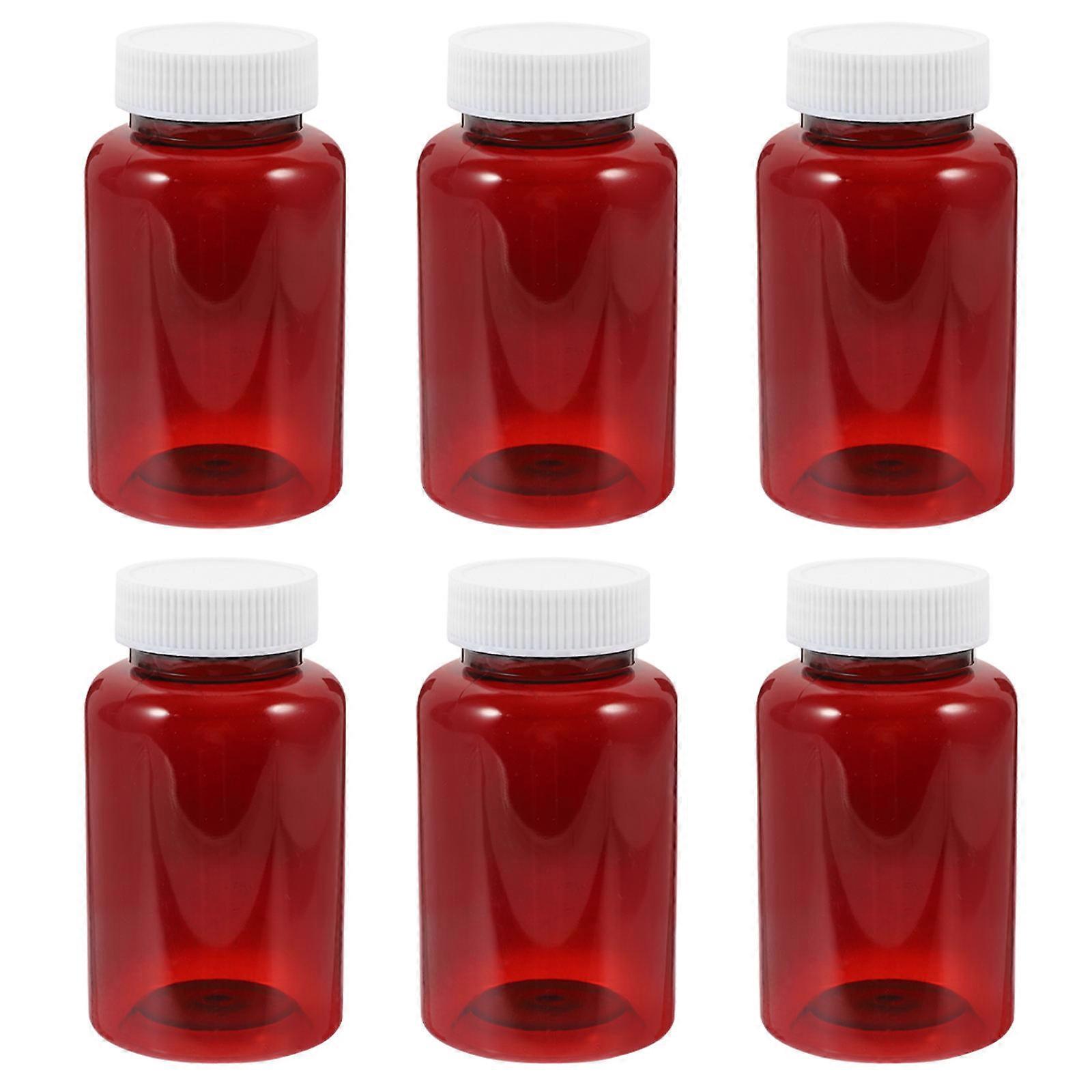 Medicine Container Dark Red Pet Bottles with Caps for Storage 24Pcs