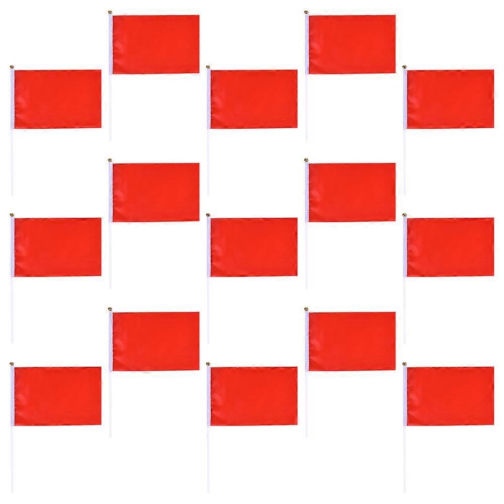 Red Plain Flags Small Flags on Stick for Parades 75Pcs Polyester