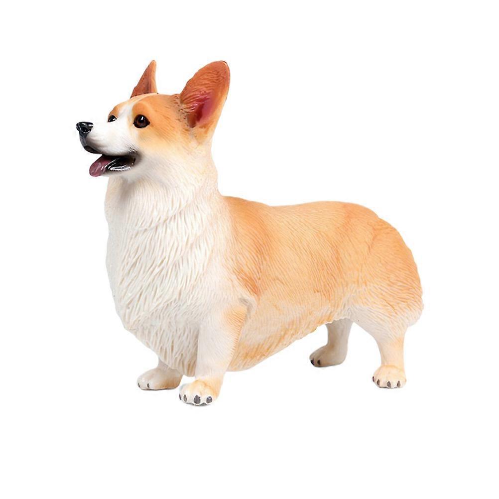 Simulation Corgi Model Dog Model for Decoration 2Pcs Pet Figurine