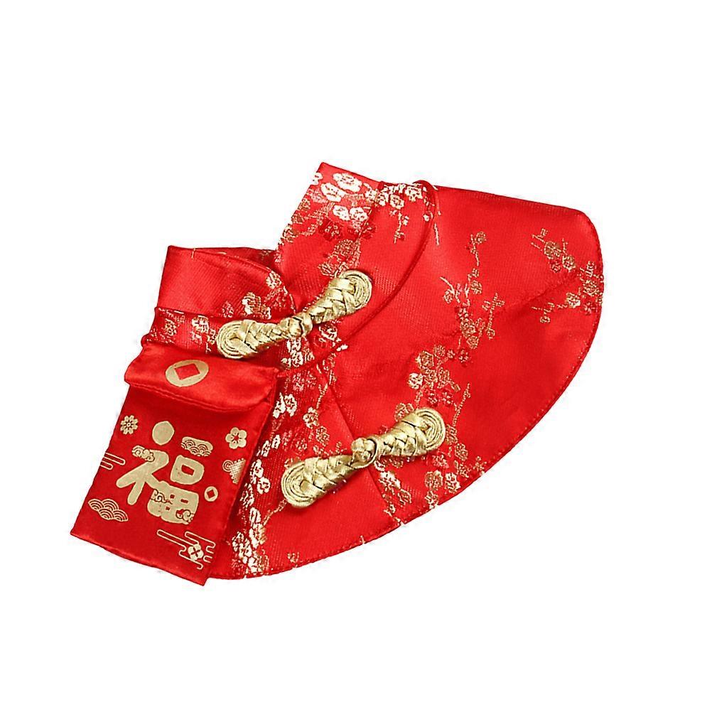 Joyous Cat Cloak with Chinese Style Coat for Pet Wearing 1Pcs Red