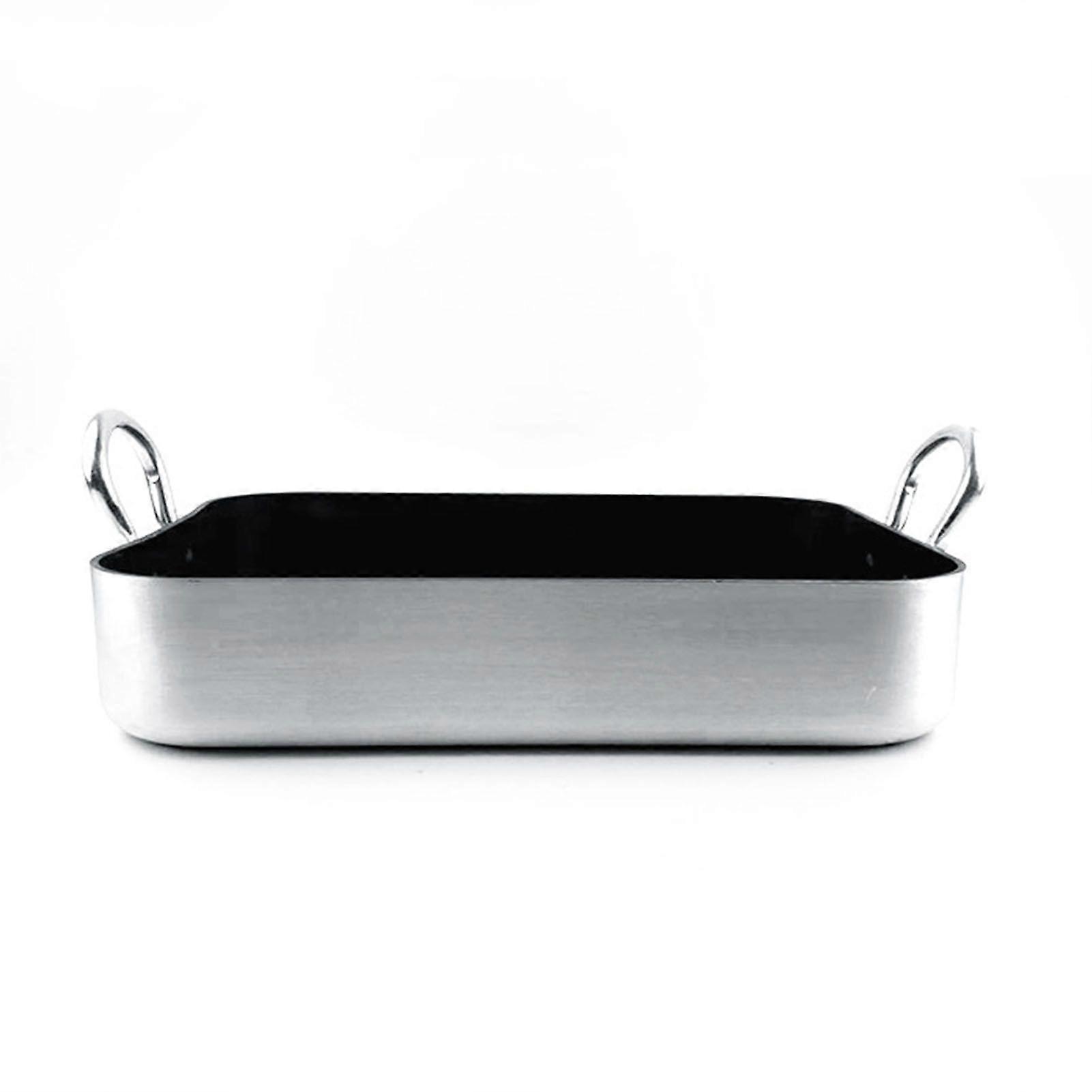 Rectangle Frying Pan Nonstick Aluminum Alloy Multifunction Flat Single Bottom Fry Pan with Handles for Home Kitchen Business 40x30cm / 15.7x11.8in