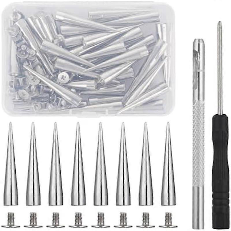 Set of 40 Clothing Pointers, Various Sizes Tapered Tips with Punk Rivets Studs Rivets, DIY Silver Metal Tips Crafts