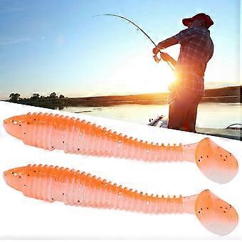 15Pcs Silicone Lure Souple Simulation T Queue Pêche Appât Double Couleur avec Motif En Spirale Pour La Pêche En MerD Type