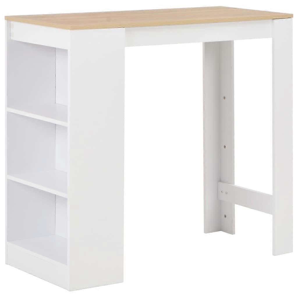 Engineered Wood Bar Table With Three Layer Shelf White Home Furniture Bar Tables