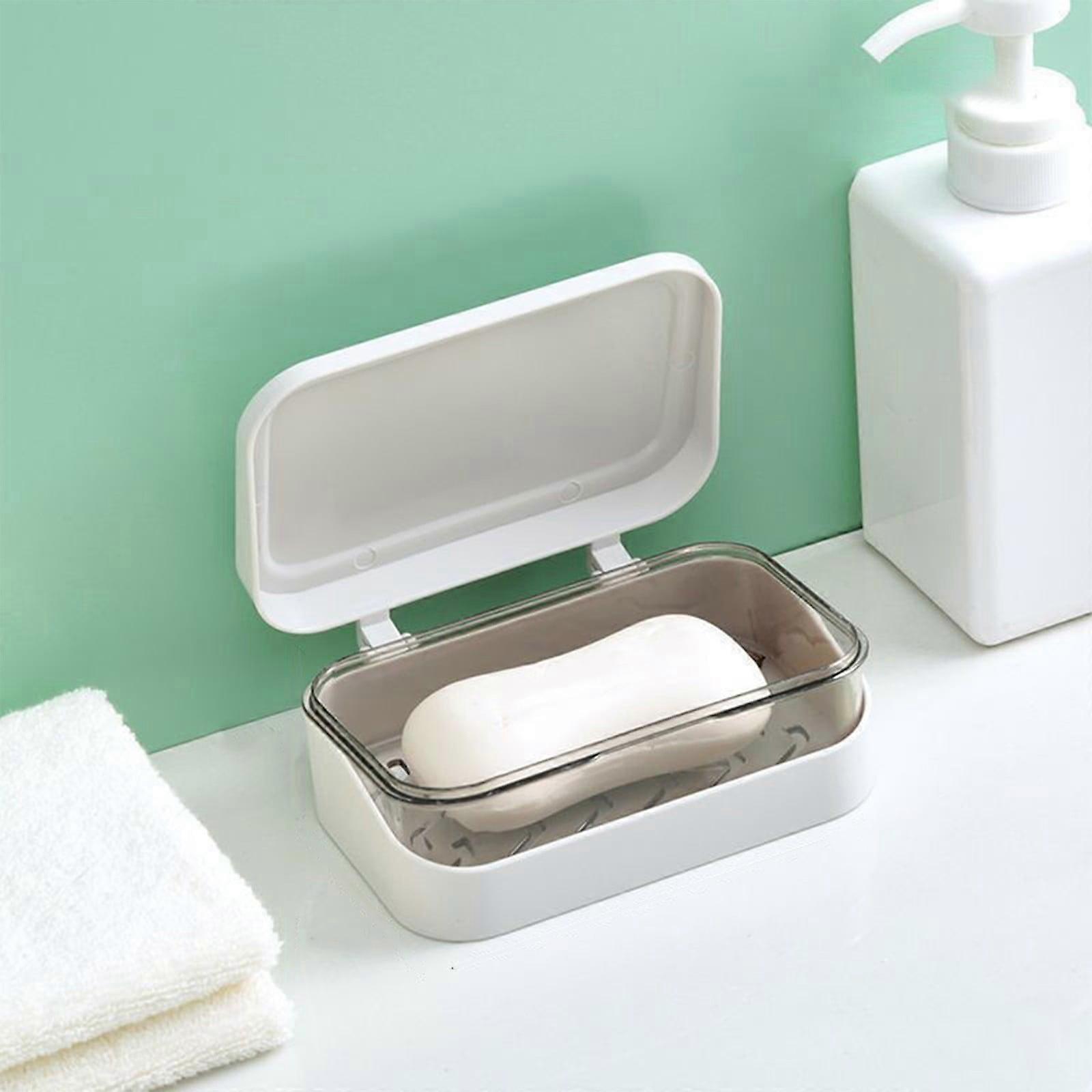New Soap Box Handwashing Room with Lid Plastic Soap Box Double Draining Soap Box