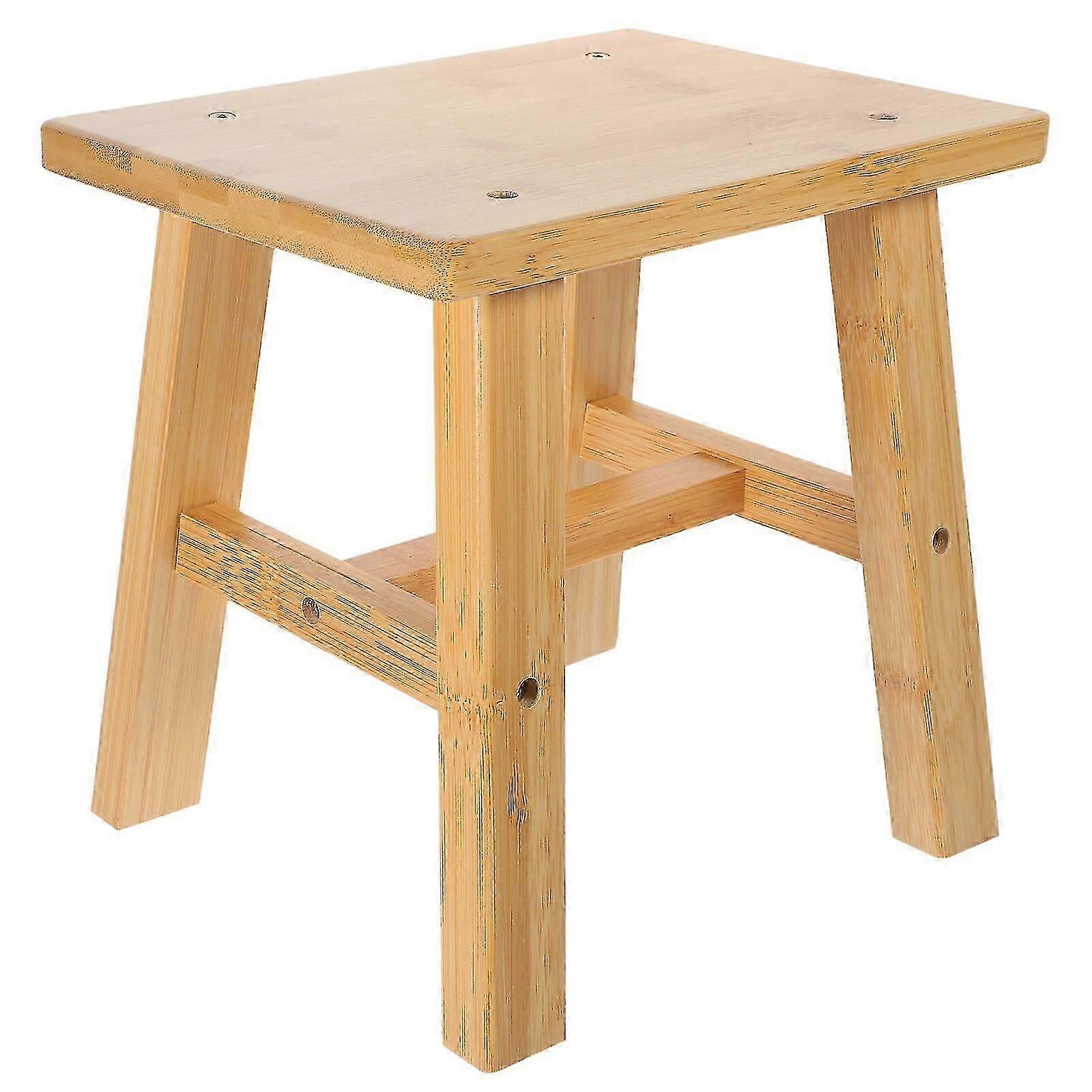 Comfortable Low Stool Small Low Stool Bathroom Anti-slip Stool Bamboo Stool