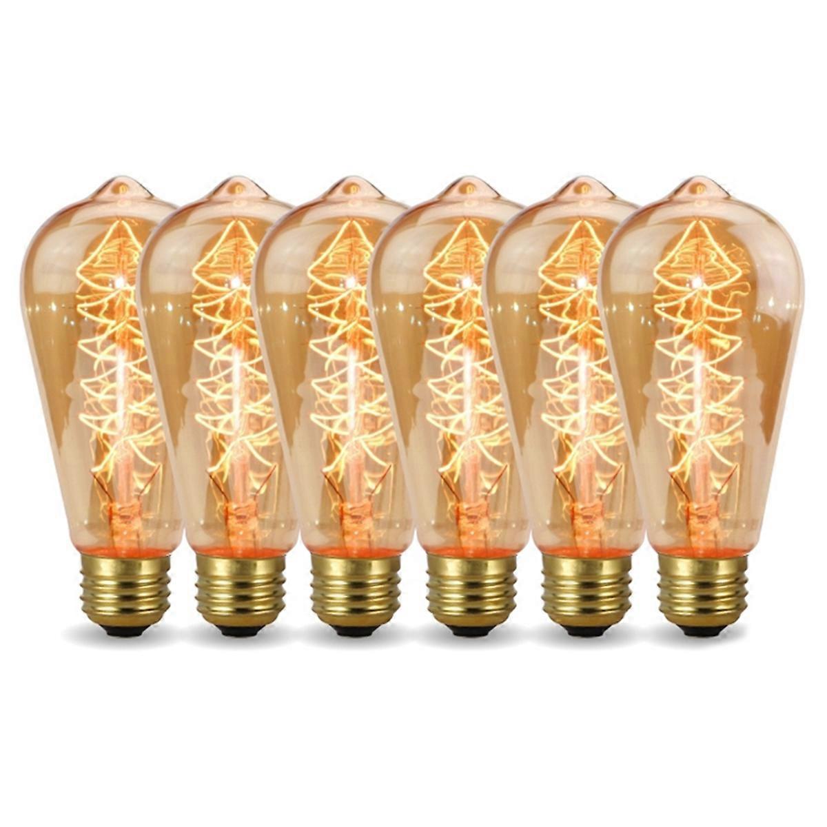 6pcs Retro BulbLight BulbFilament Vintage Ampoule Incandescent Spiral Lamp