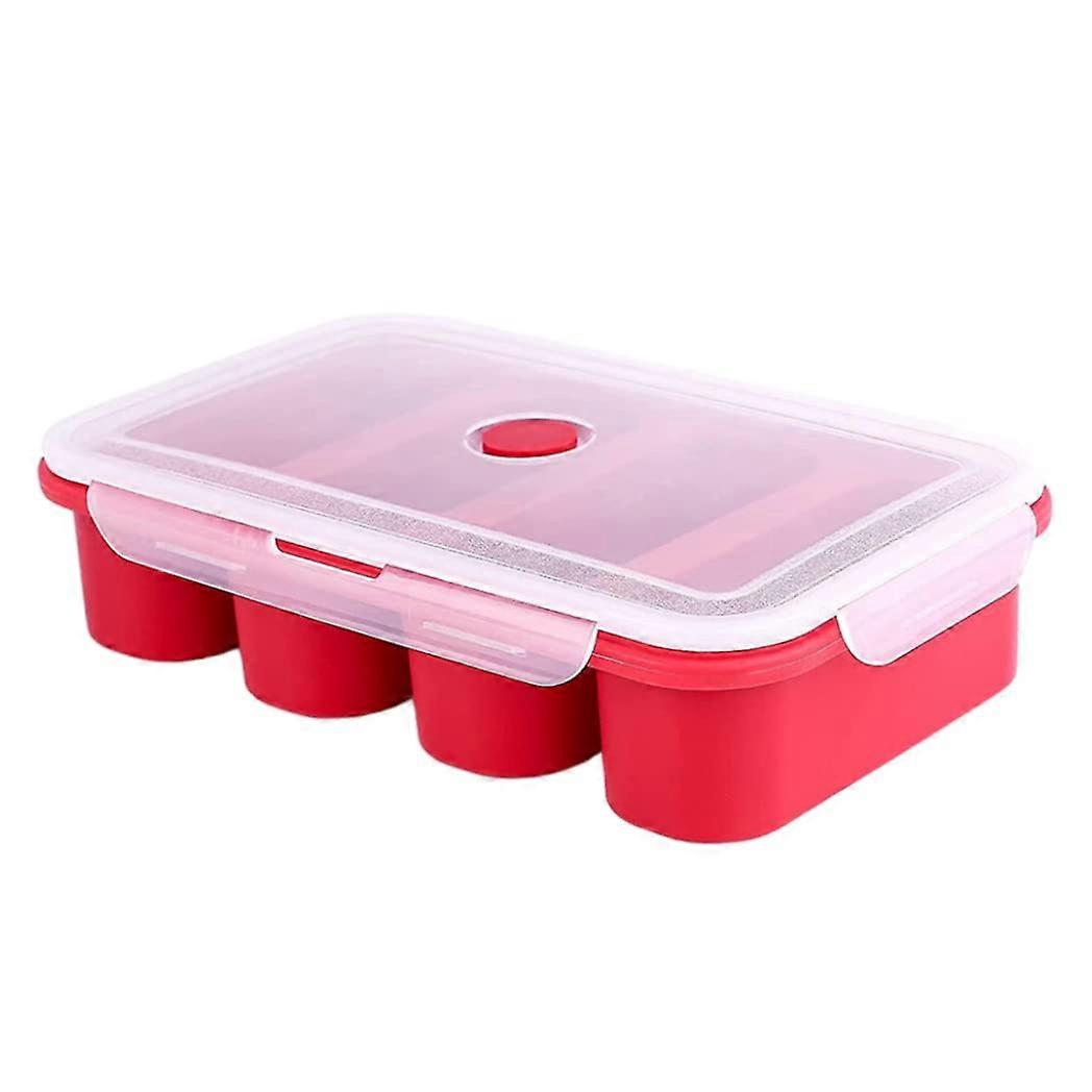 Ice Cube Maker Silicone Freezer Tray Extra Large 4Cube Red Ice Cube Tray Food Freezing Molds