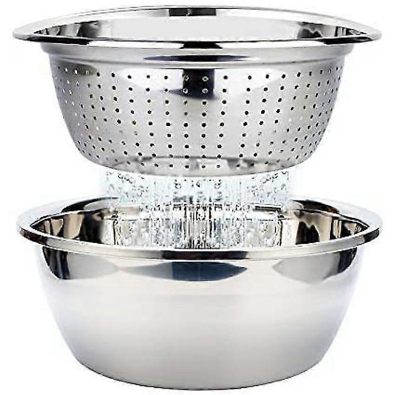 Edelstahl Sieb Und Rührschüssel Set Seher Küchensieb Nudelsieb Reis Waschschüssel Salat Sieb Schsselset Stapelbarer Salathopfen, 26cm