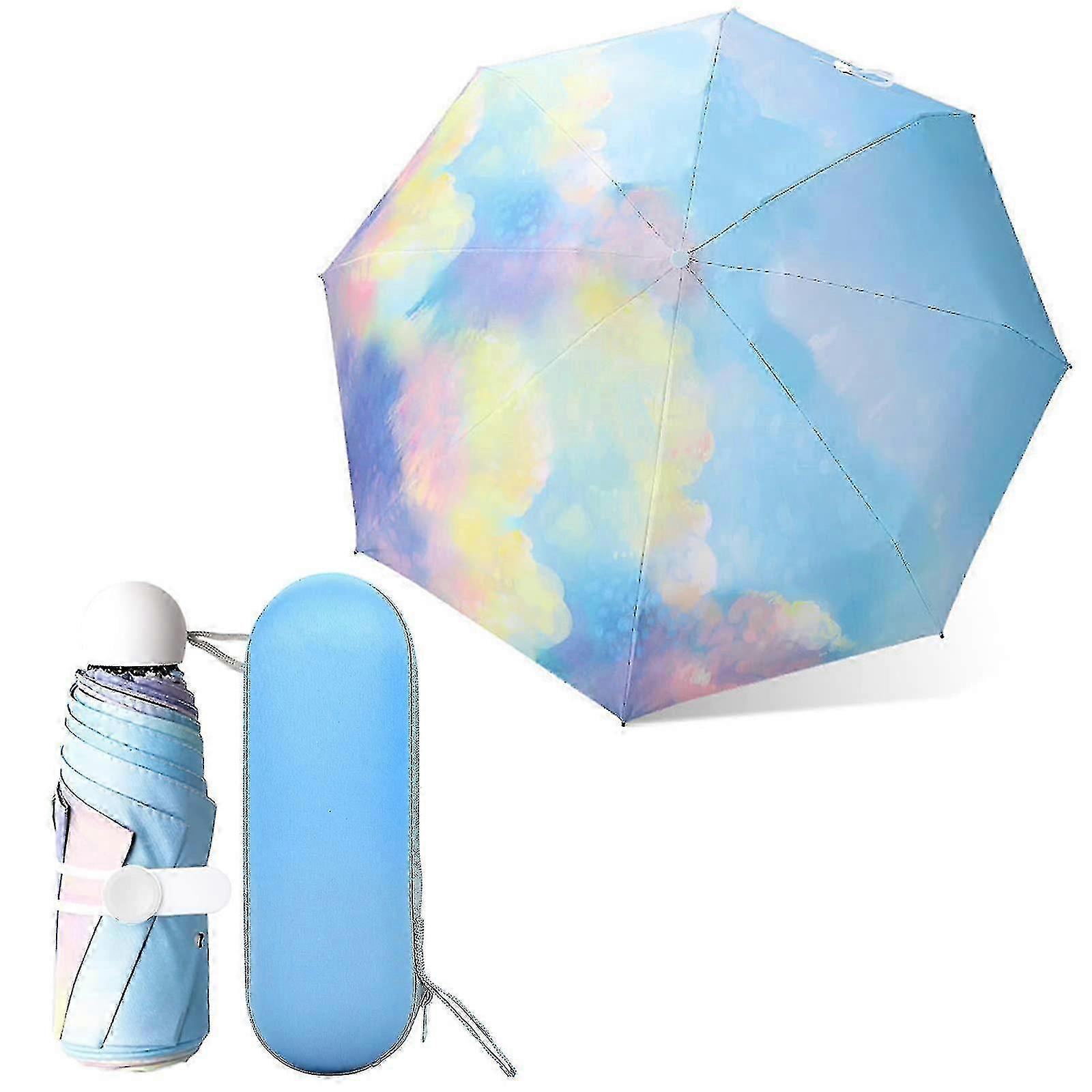 Mini Umbrella With Capsule Cover, Rainbow Umbrella, Stormproof2025