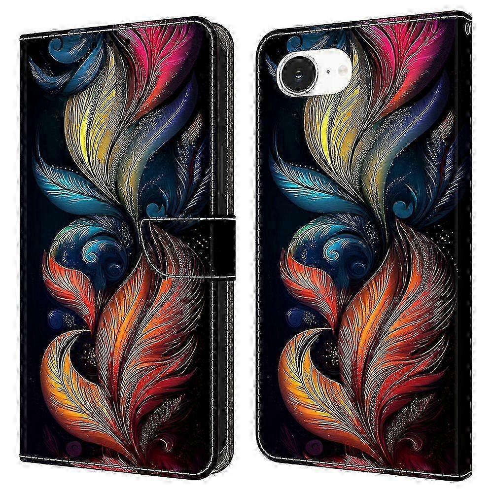 For iPhone 16e Leather Case Pattern Printing Wallet Stand Flip Phone Cover miao7