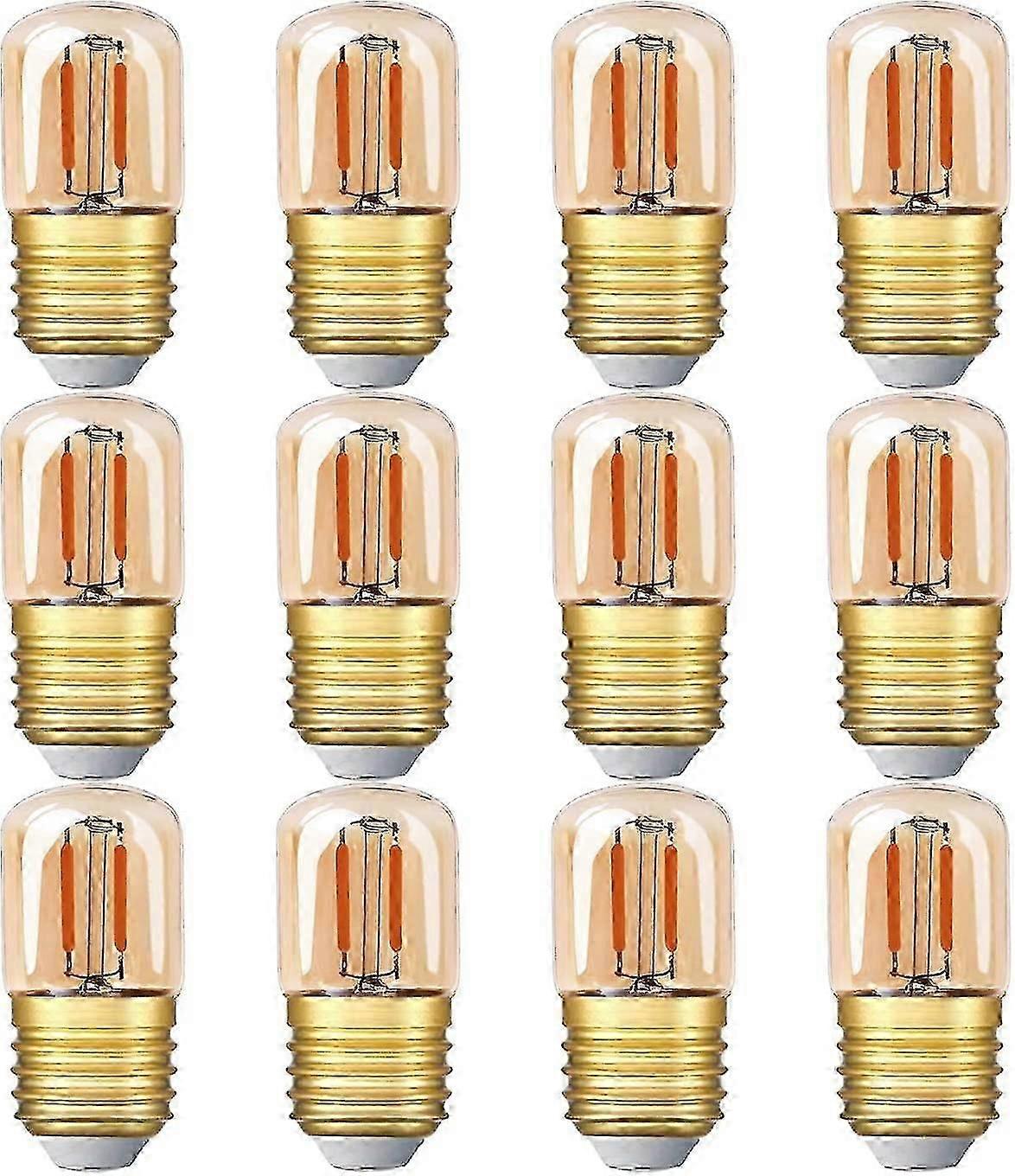 12パックミニ管状LED電球、1w T28エジソンLEDフィラメント電球E27スクリューベース2200kスーパーウォームホワイト電球(琥珀色のガラス)220v [エネルギークラスA ++