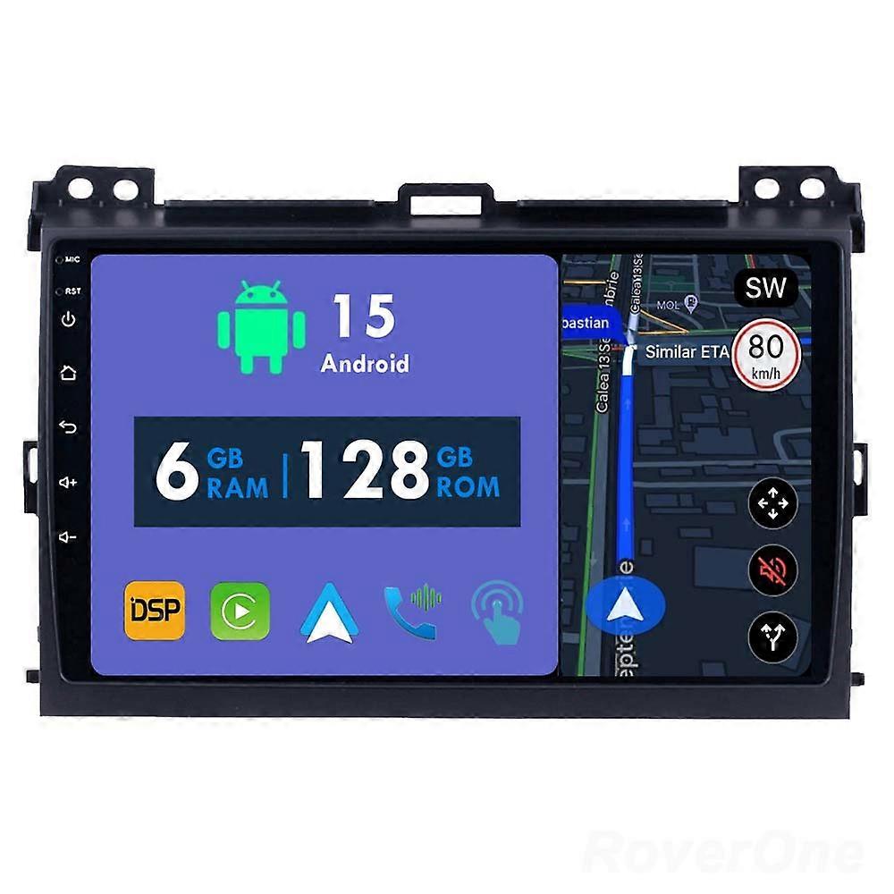 Car Radio 6G+128G CarPlay GPS Navigation Head Unit for Toyota Land Cruiser Prado 120 3 2002 - 2009 Android Auto Bluetooth Stereo Touch Screen
