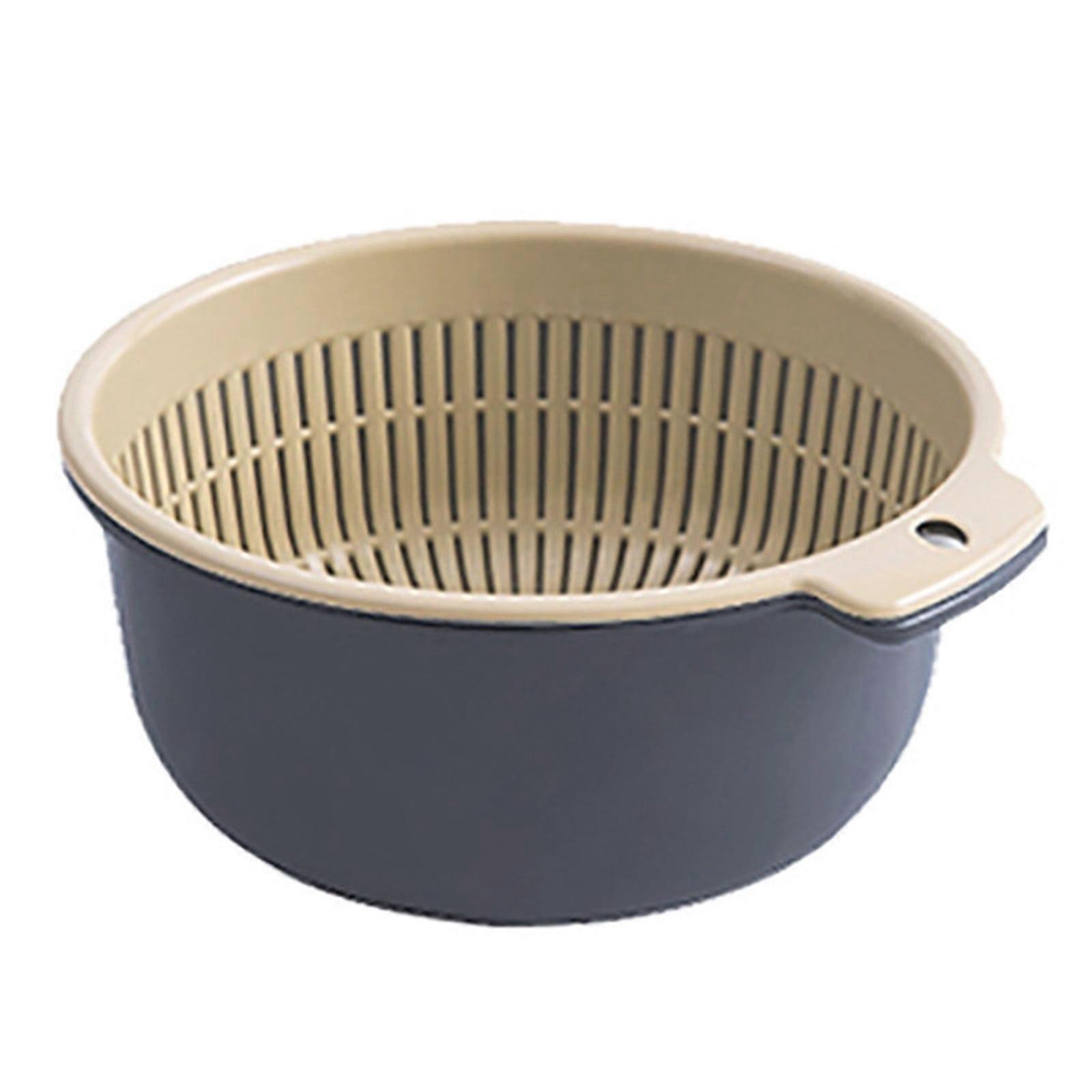 XIUH Kitchen Drain Basket, Double Layer for Fruits & Vegetables, Hollow Storage Basin, Multifunctional, Light Blue