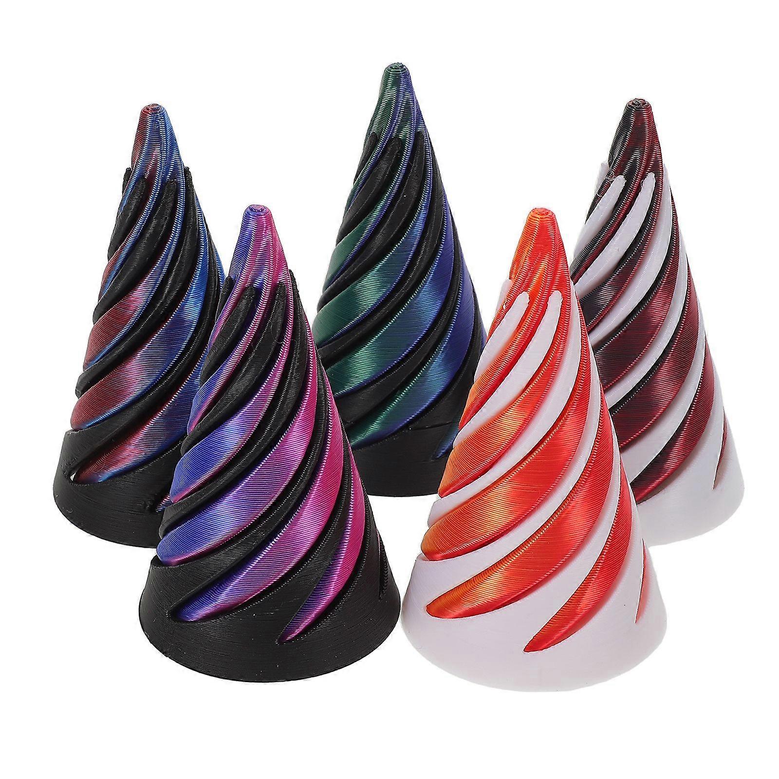 5pcs Spiral Cone Fidget Toy: 3d Printed Spiral Cone Flexible Impossible Pyramid Passthrough Fidget Toys For Kids Adults