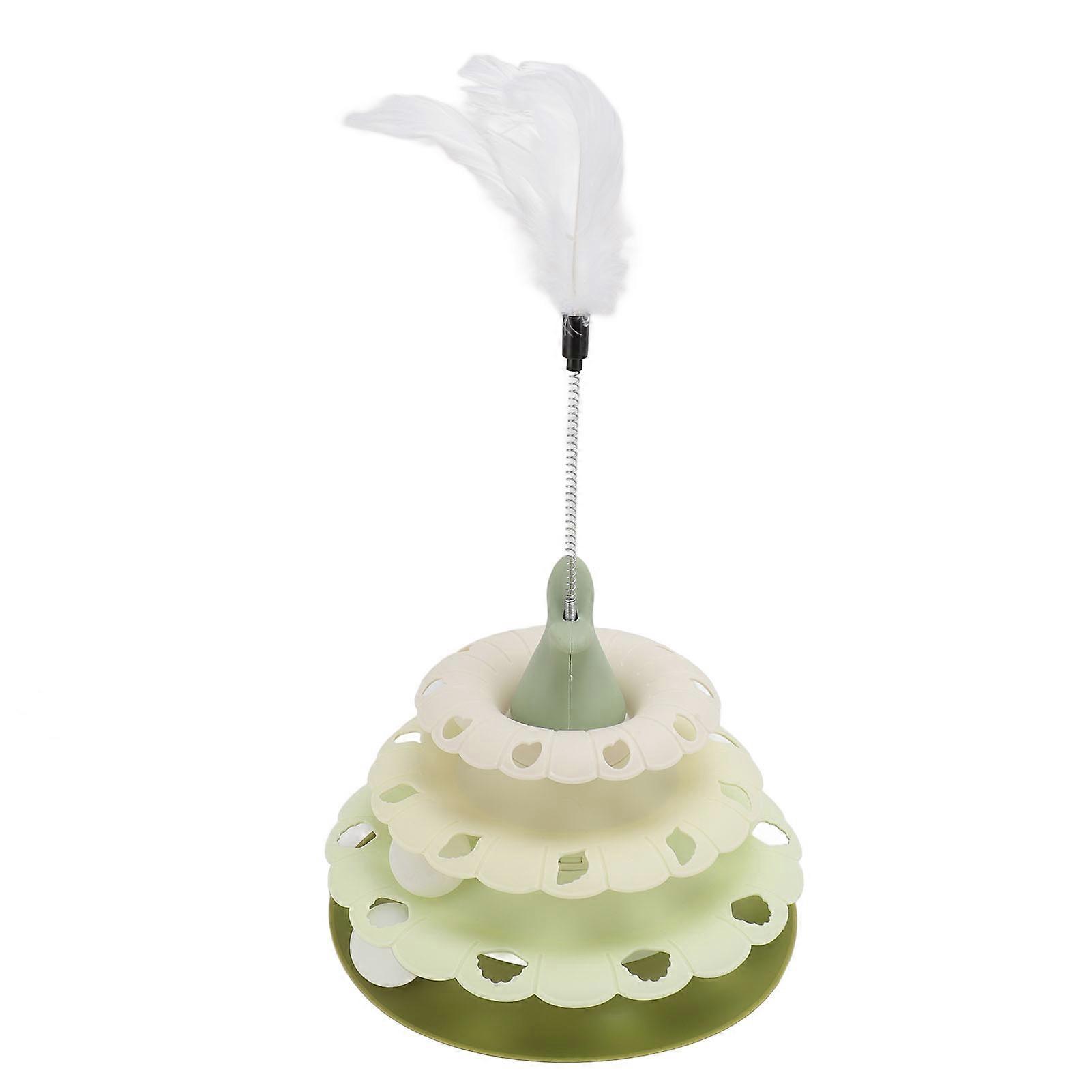 Cat Turntable Toys Multipurpose Interactive Fun Teeth Grinding Bite Resistance Cat Ball Track Toy for Indoor Green 