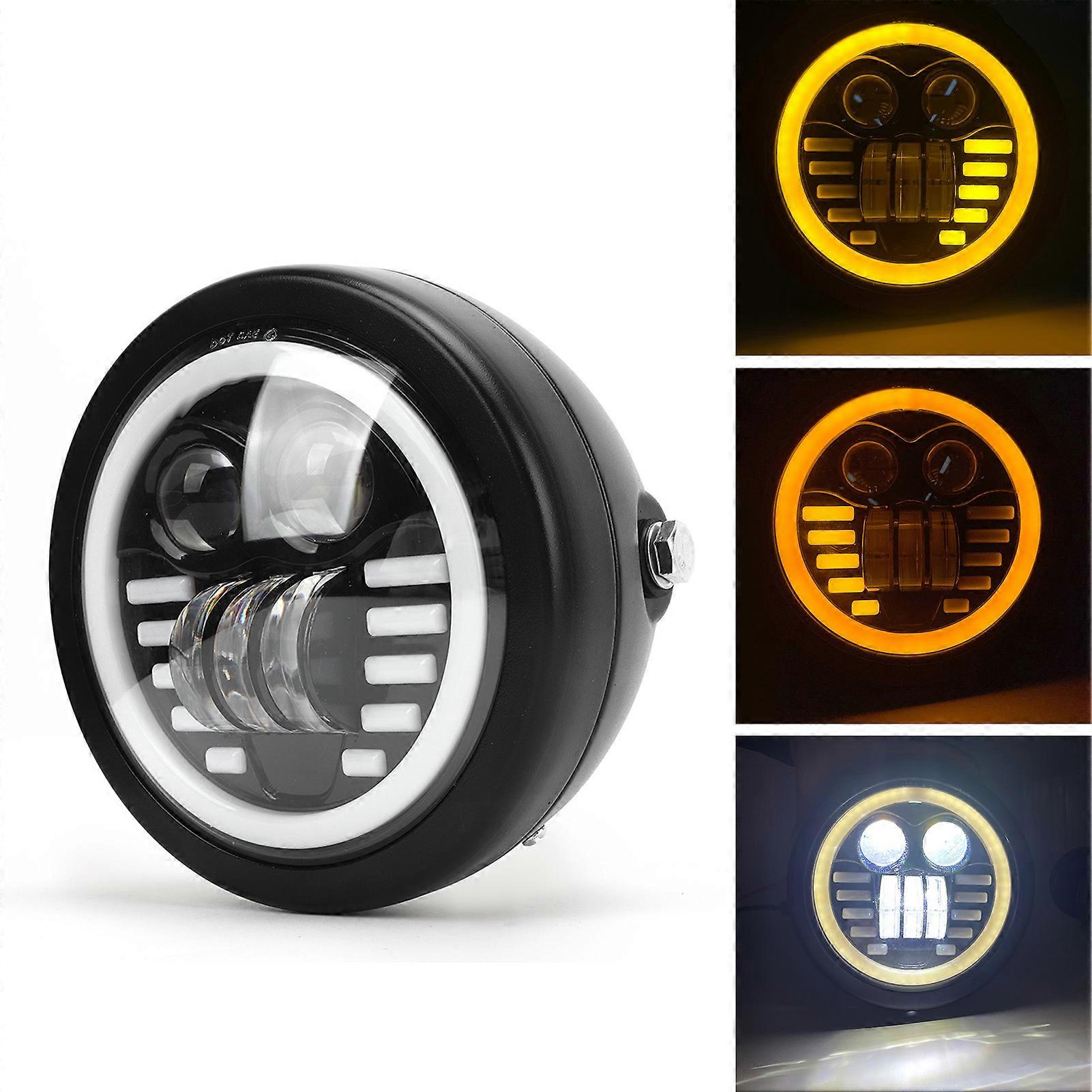 12V 6.5in Motorcycle LED Headlight 12‑80V DC Dual Color IP67 Waterproof DRL Round Front Headlamp Replacement for Suzuki With Bracket 