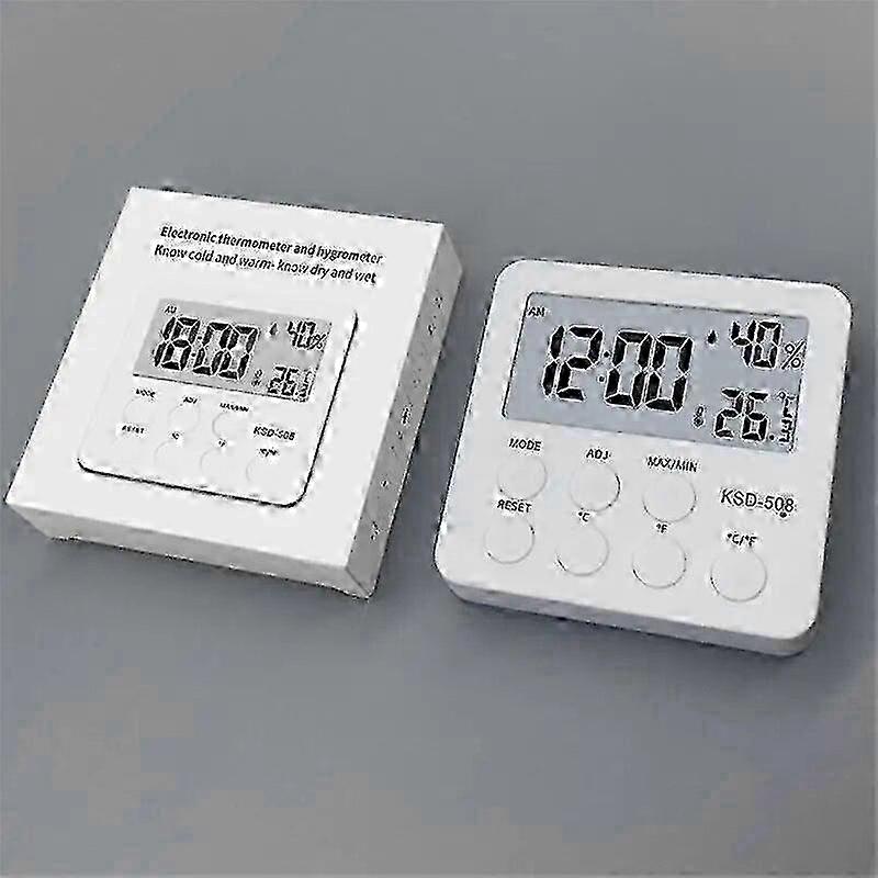 Electronic Temperature And Humidity Meter Household Desktop Small Clock Alarm Clock Digital Dry And Wet Thermometer miao4