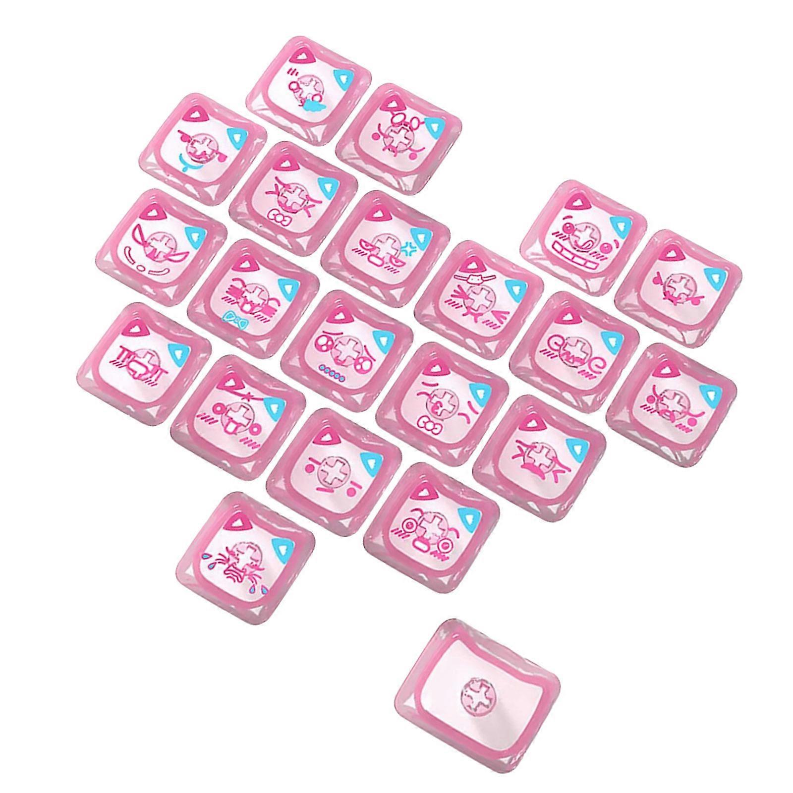 Customizable 21 Key Illuminateds Keycaps MAO Profile Design With Heart Pattern Scratch Resistant PC For Long Use  Pink