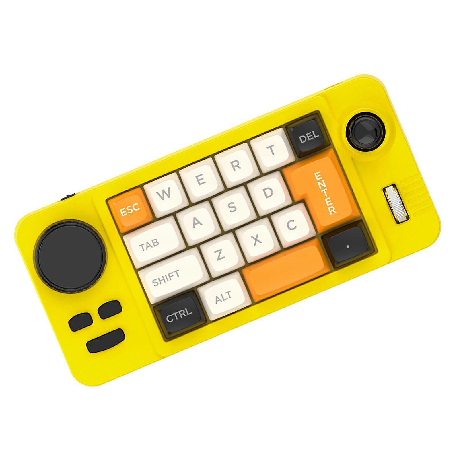 Double Scroll Wheel Mechanical Keyboard 19 Key Mini Keypad Color Backlits Programmable Joystick Hot Swappable Switches  Bright yellow