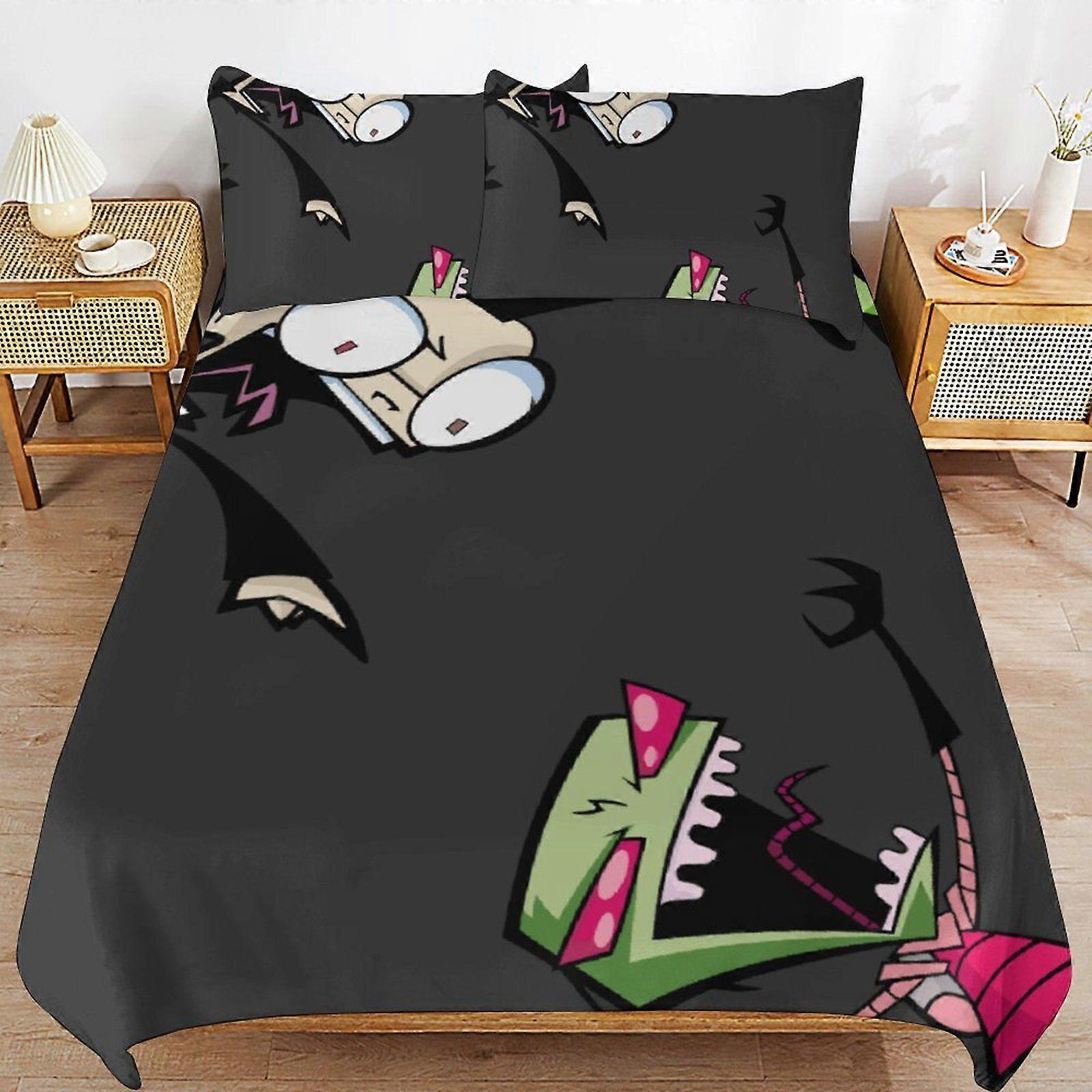 i488 Invader Zim Flexible Fit Bedding Ready Stitch Line Wrinkle Free Soft Zipper Duvet Cover Sets Use Case x488