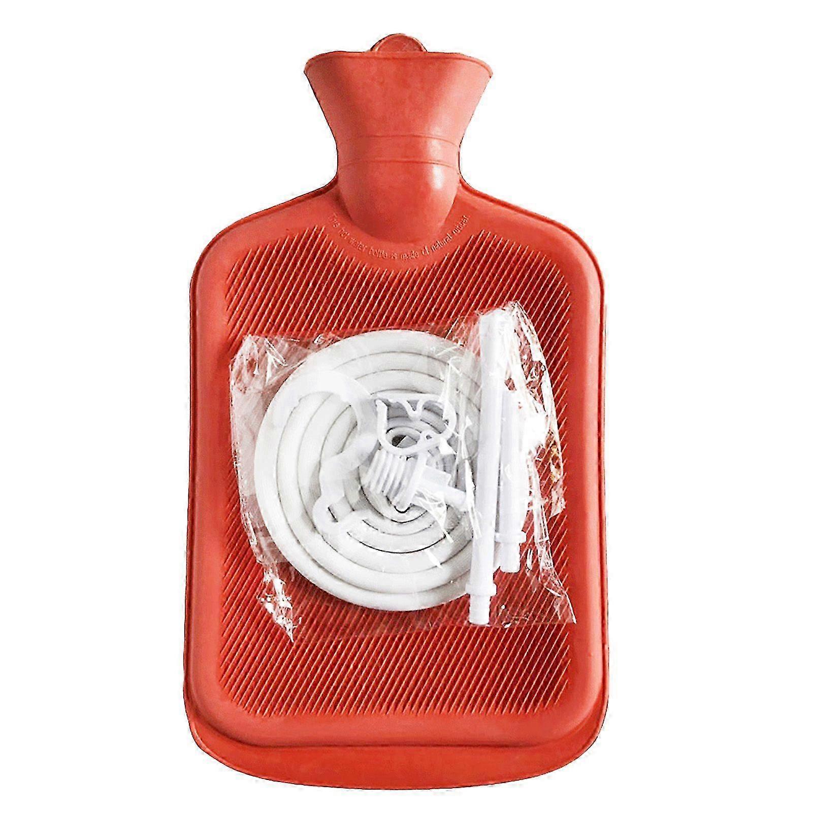 2L حقنة شرجية حقيبة تنظيف كيت خرطوم طويل يمكن التحكم فيه صمام تدفق المياه القولون تطهير أداة التخلص من السموم لتطهير القولون الشرجية الحمراء