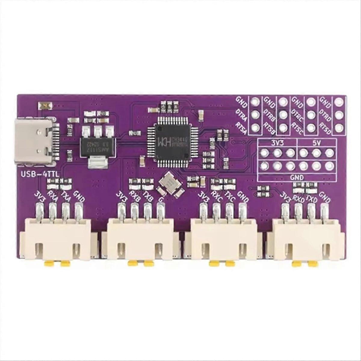 USB to 4 TTL Serial Port USB Type-C Interface 6Mbps High-Speed CH344 Chip Communication Conversion Module