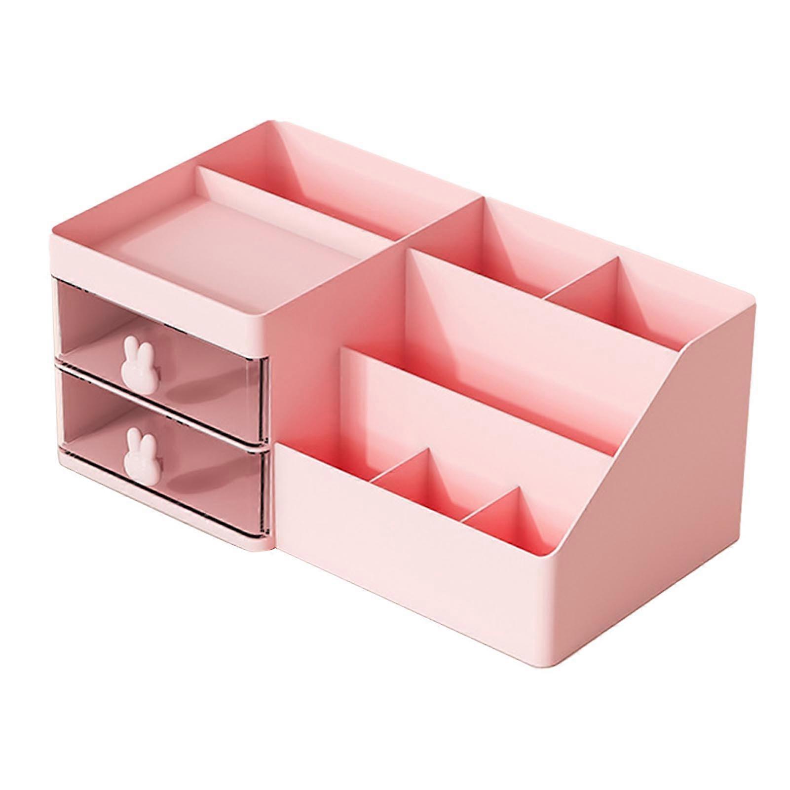Cosmetic Organizer with Drawers Multiple Compartments Plastic Large Capacity Makeup Display Case
