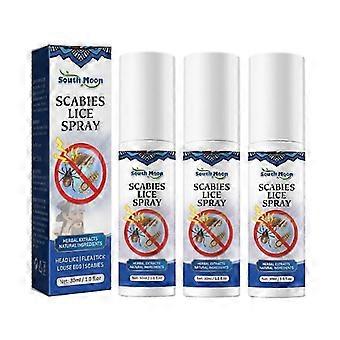 Spray per la rimozione dei pidocchi della scabbia della testa, 3 pezzi, antiprurito, antibatterico, 26 ml