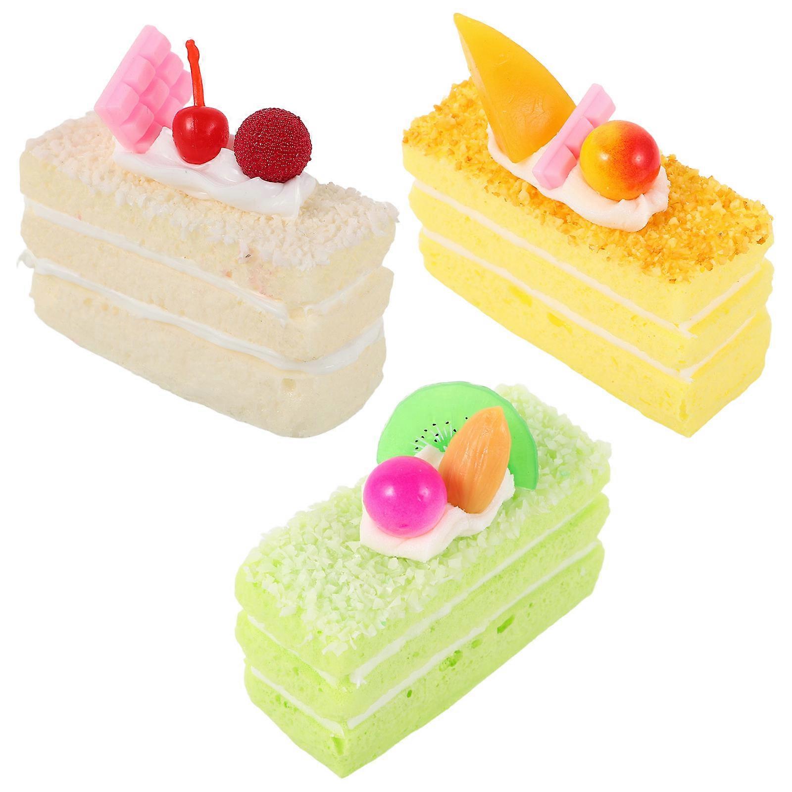Artificial Cake for Photoshoot Simulation Mousse Cake 3Pcs PU Material