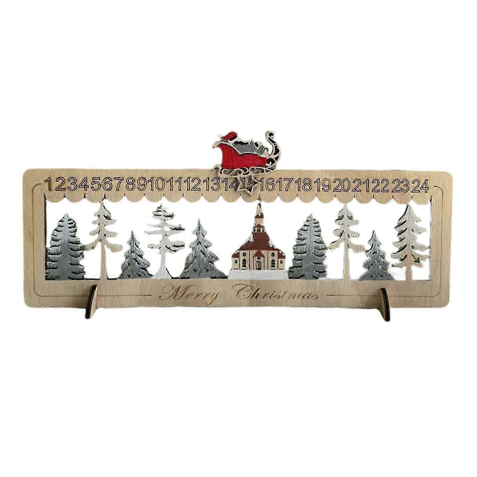 Christmas countdown calendar with wooden tree and LED lighting